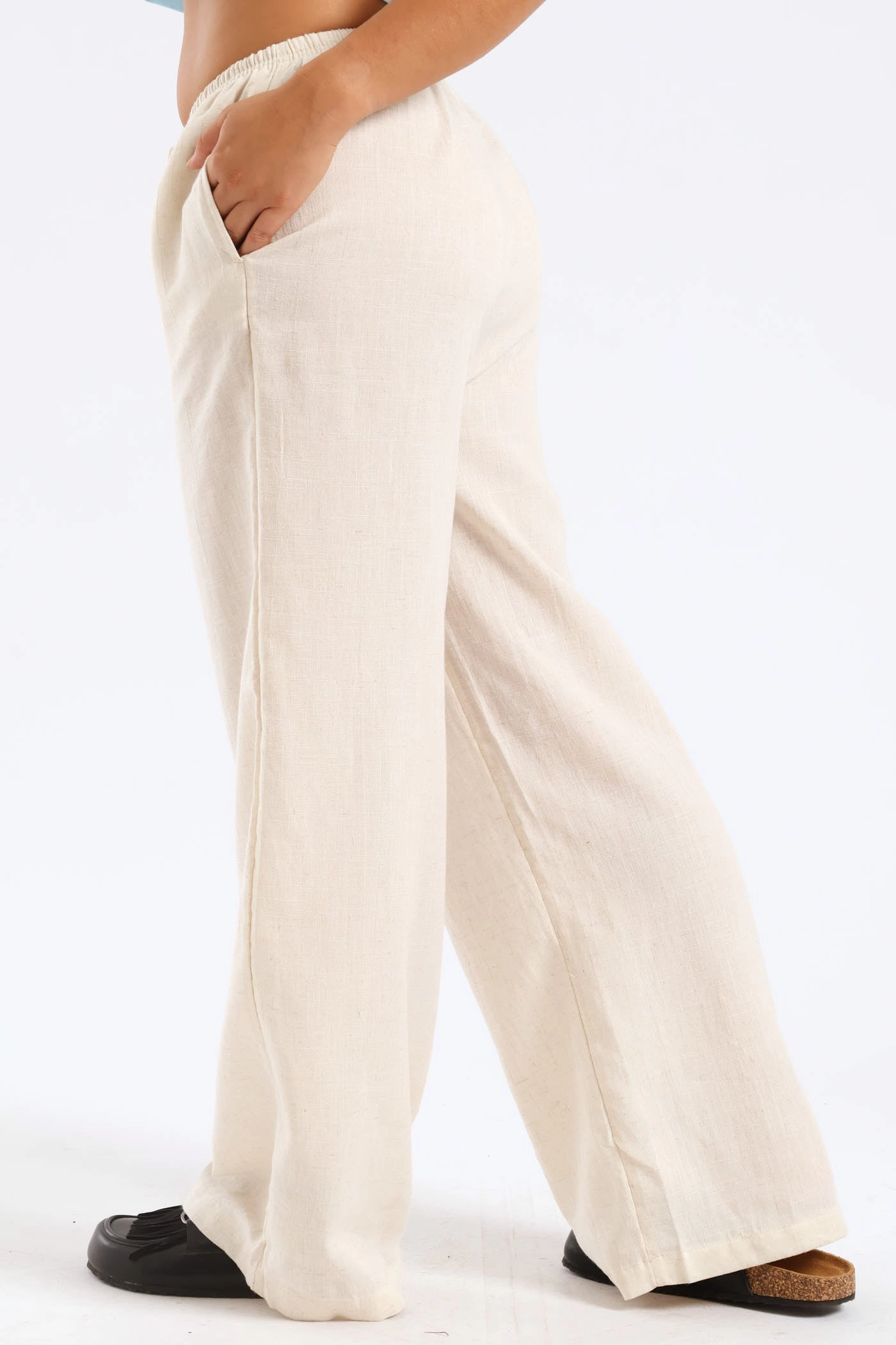 Linen Relaxed Pant - Beige Smart Look Breathable Lining