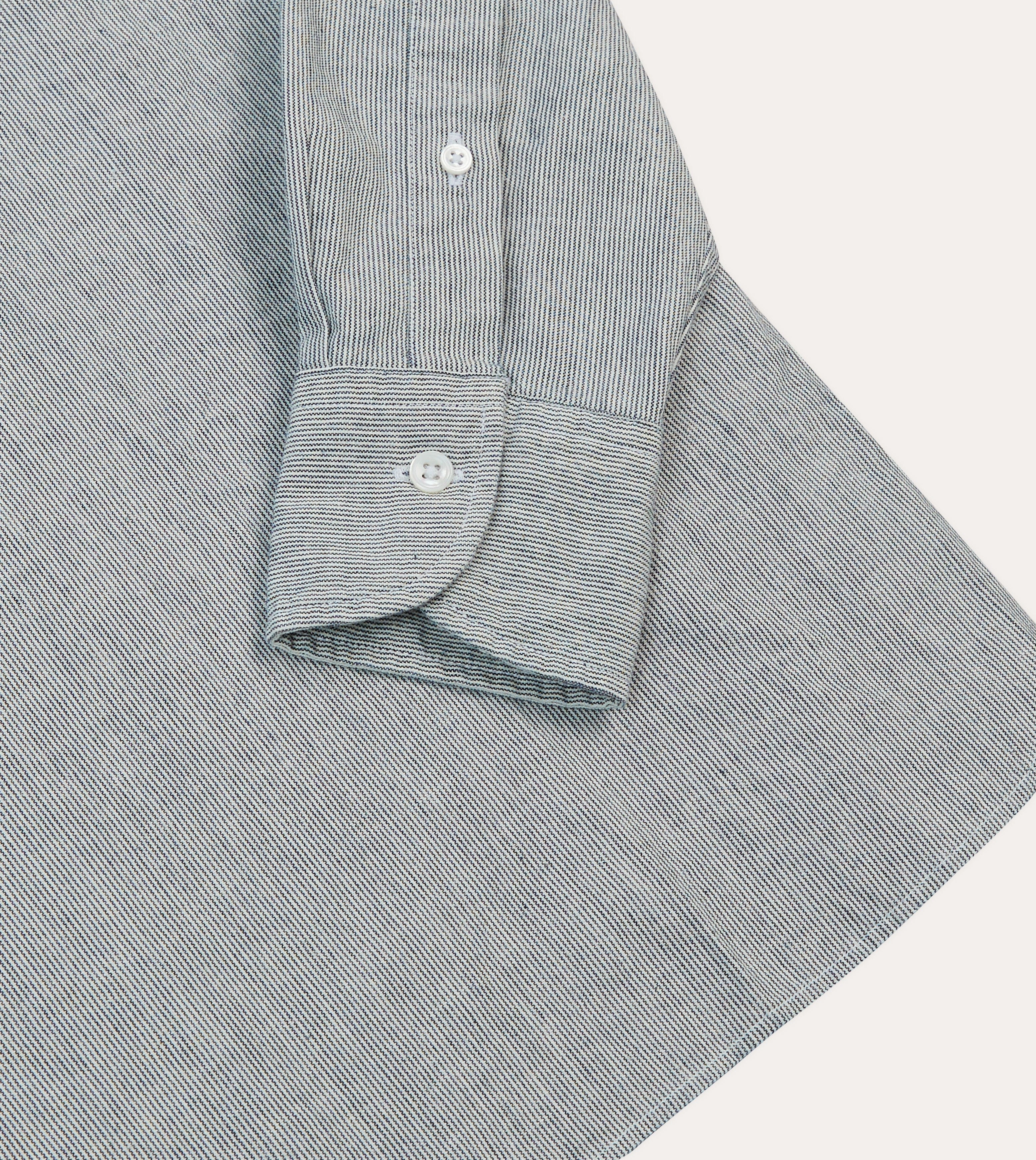 Blue Hickory Stripe Cotton Long Point Collar Popover Shirt Static Dissipating Fiber