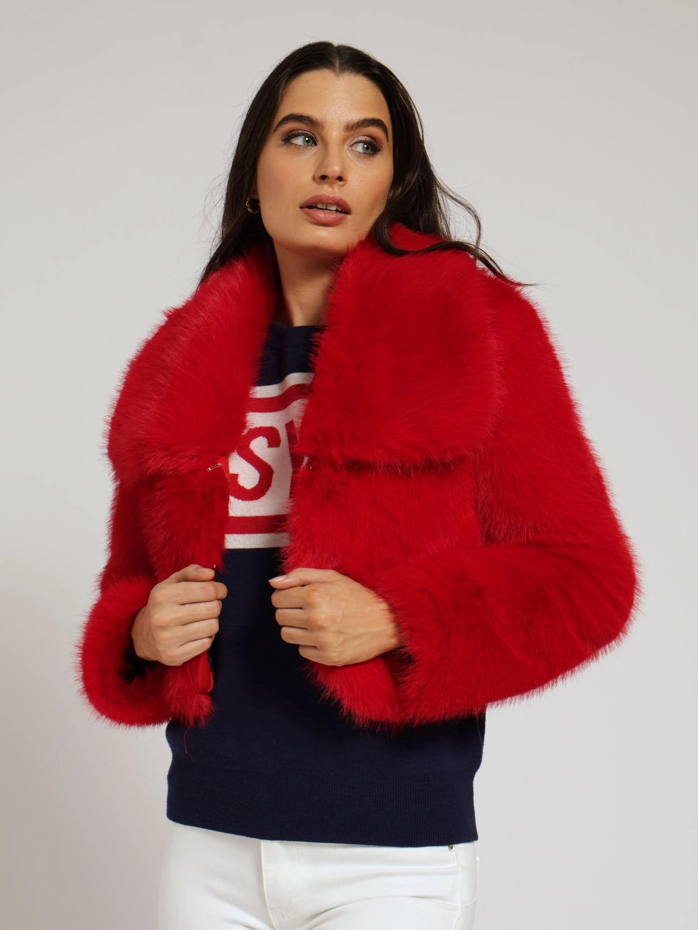 Full Fur Bolero Jacket - Red Laser Cut Airflow Vents Active Style