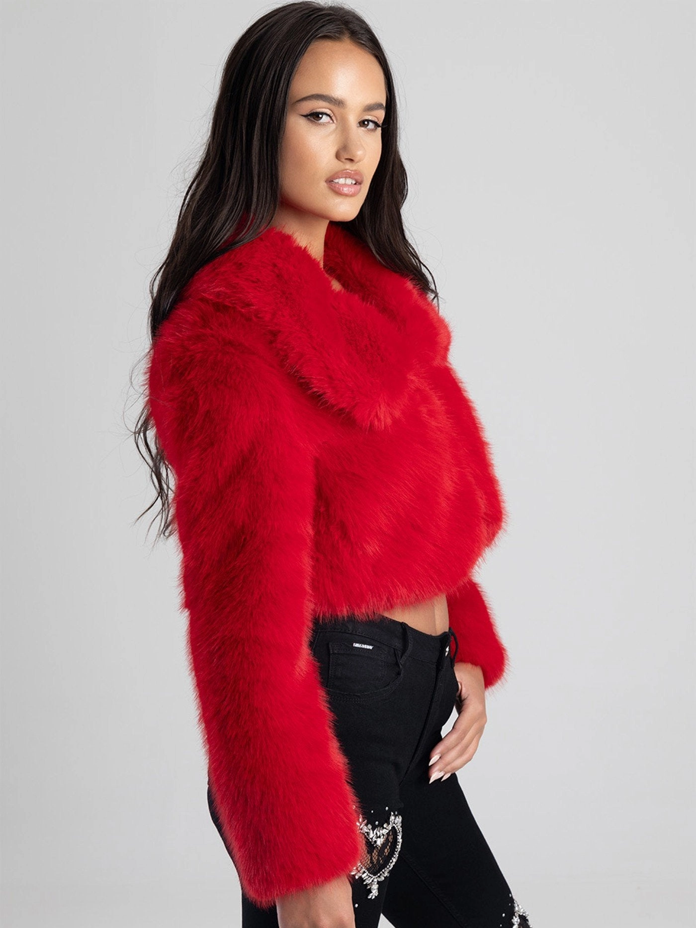 Full Fur Bolero Jacket - Red Moisture Wicking Finish