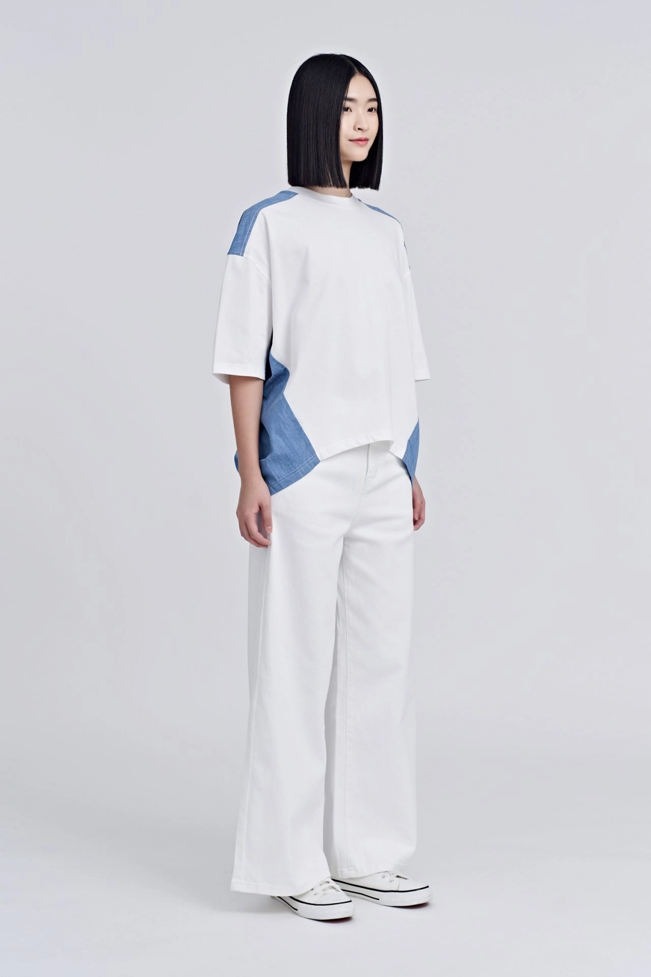 Casual Statement Modern innovation Contrast Fabric Oversized Tee