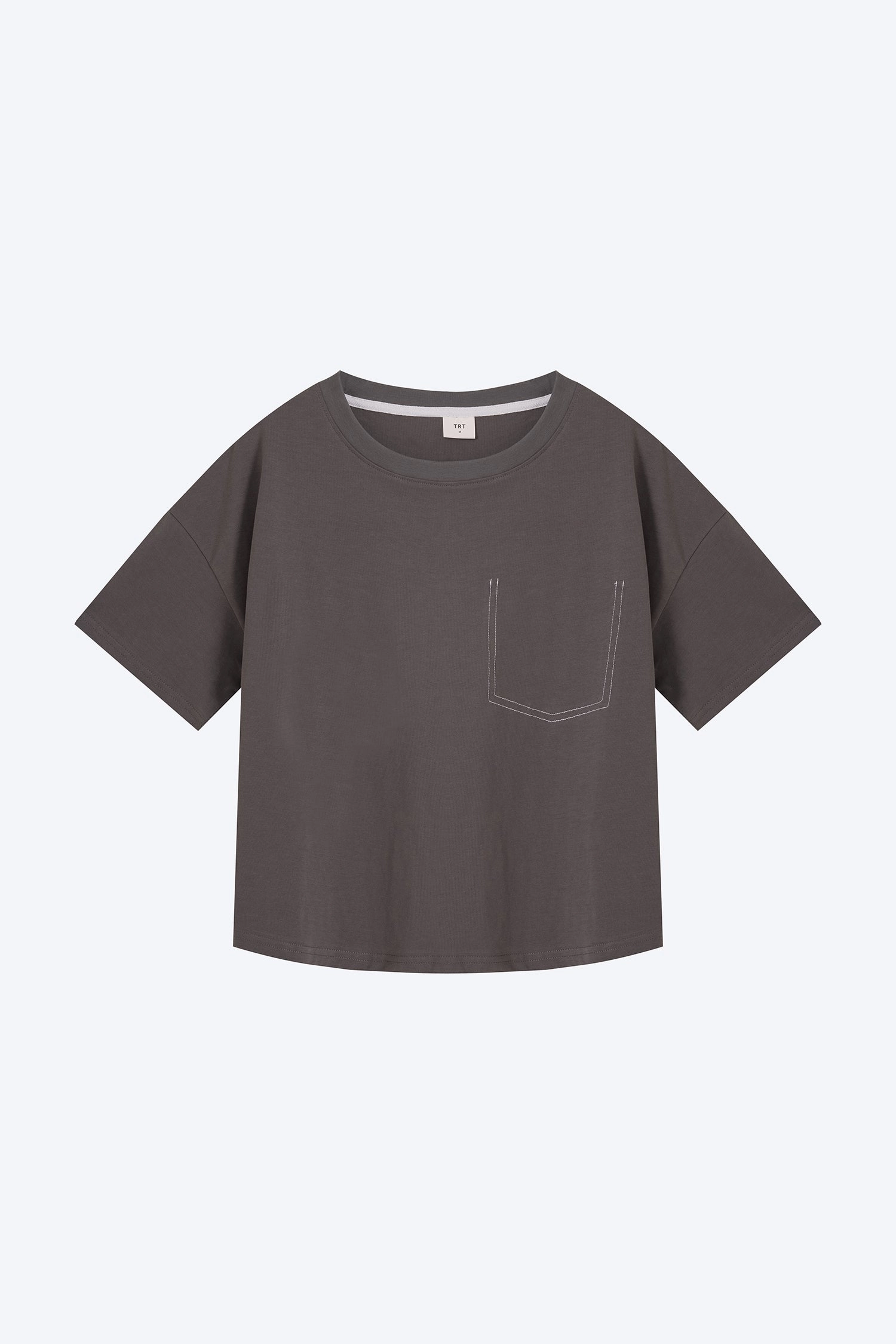 City Fashion Contrast Stitched Pocket Tee - Dark Moss