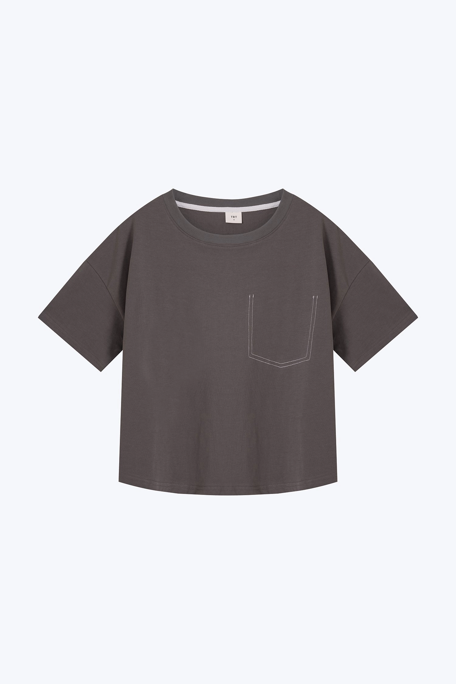 Trendy popularity Contrast Stitched Pocket Tee - Dark Moss