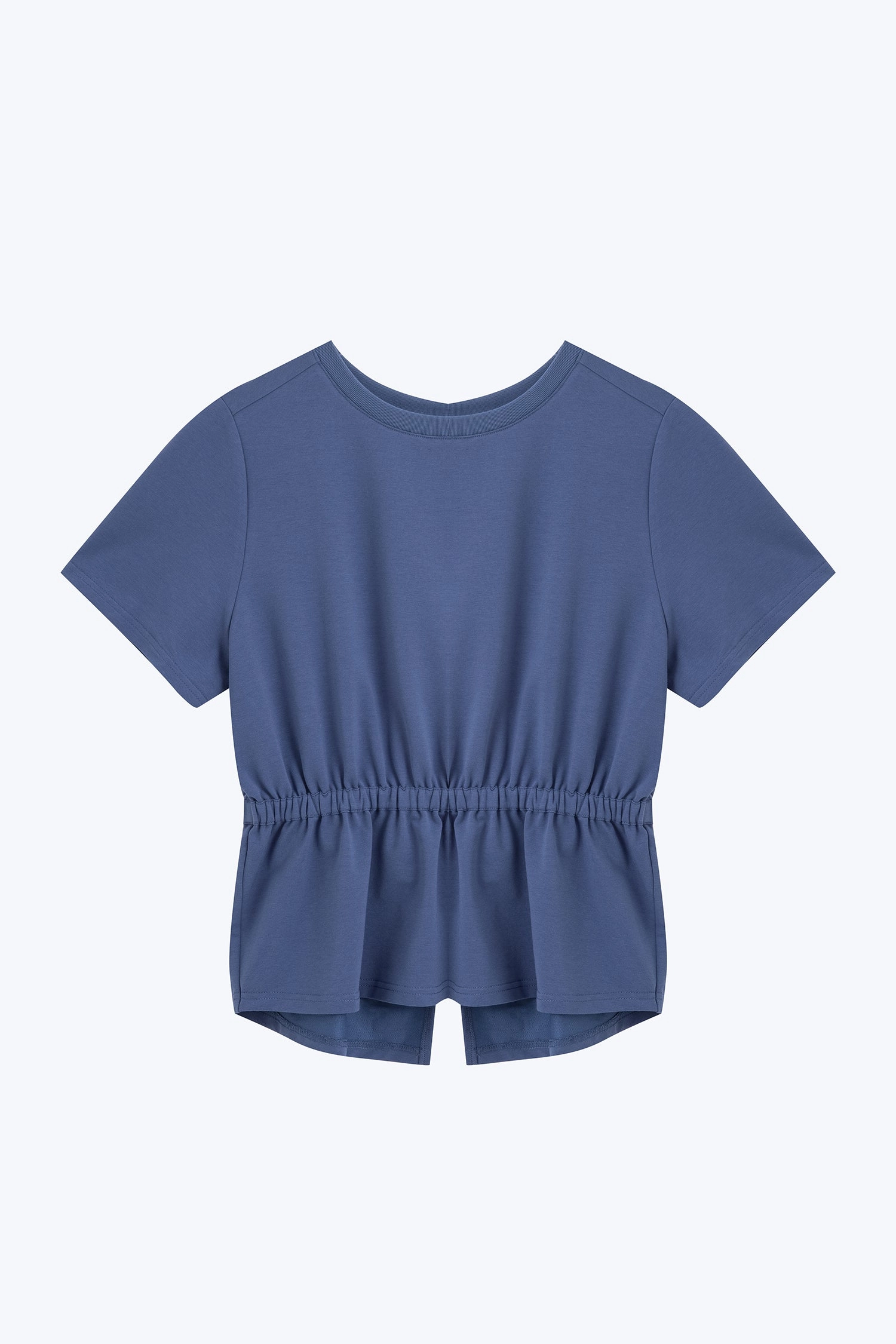 Overlap Draw Waist Tee - Denim Blue EasyCare Fabric Outdoor Activity