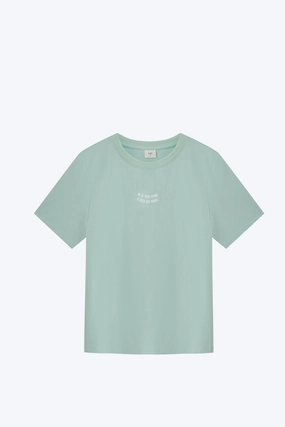 Comfort Apparel Text Print Tee - Mint