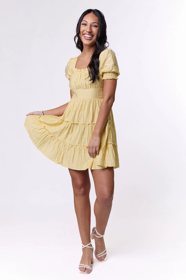 Easily Loved Yellow Babydoll Short Sleeve Mini Dress FINAL SALE Perfect Style