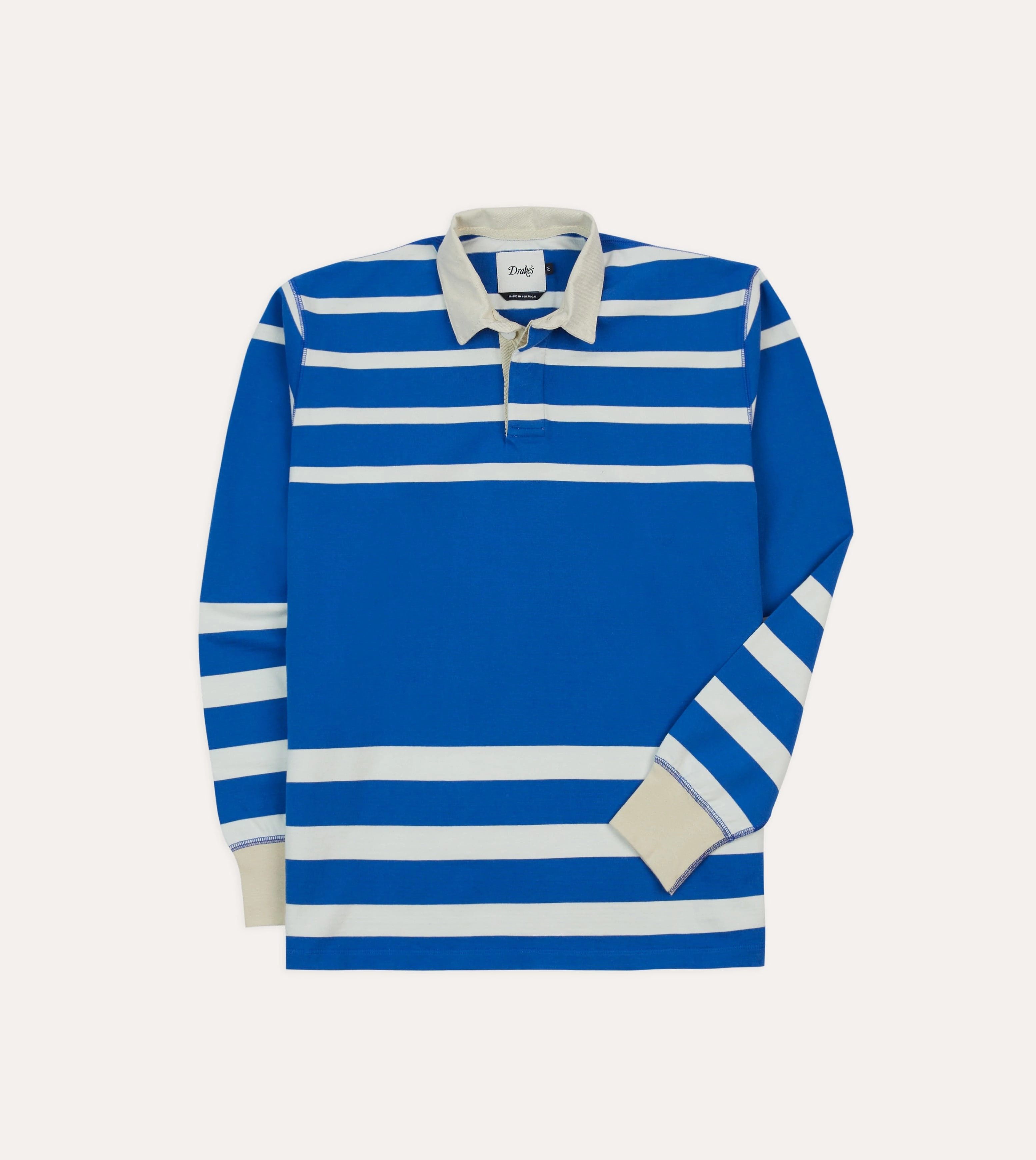 Beach Wear Blue and White Dual Stripe Cotton Rugby Shirt