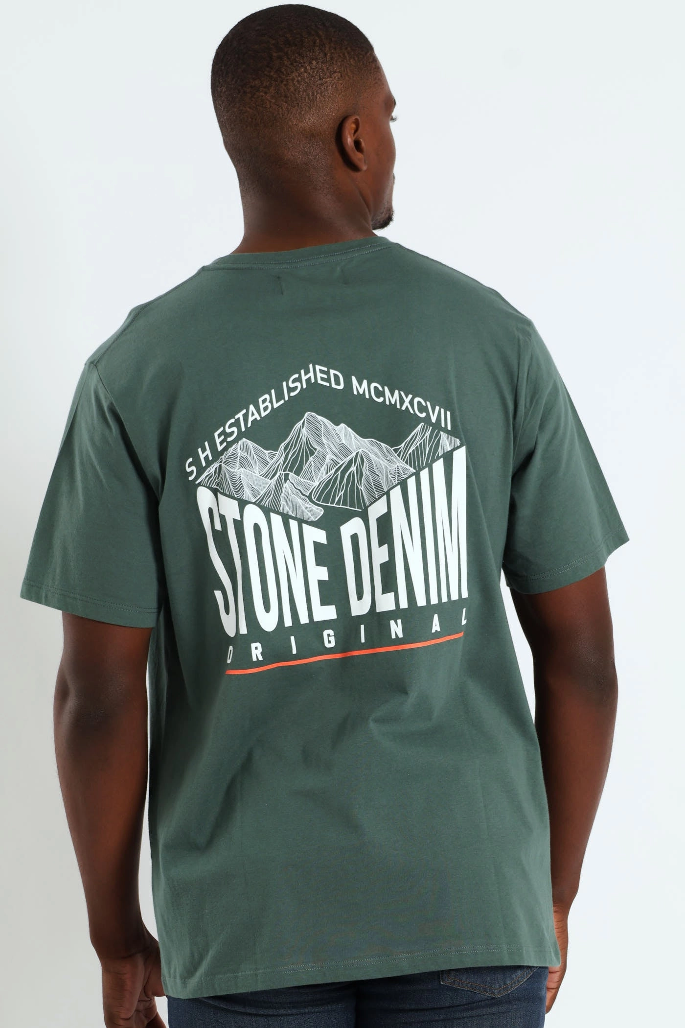 Mt Stone Front & Back Print Tee - Fatigue sale season