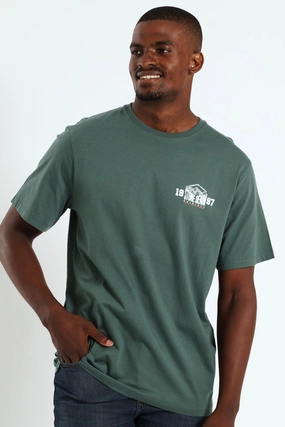 Smart Design Mt Stone Front & Back Print Tee - Fatigue