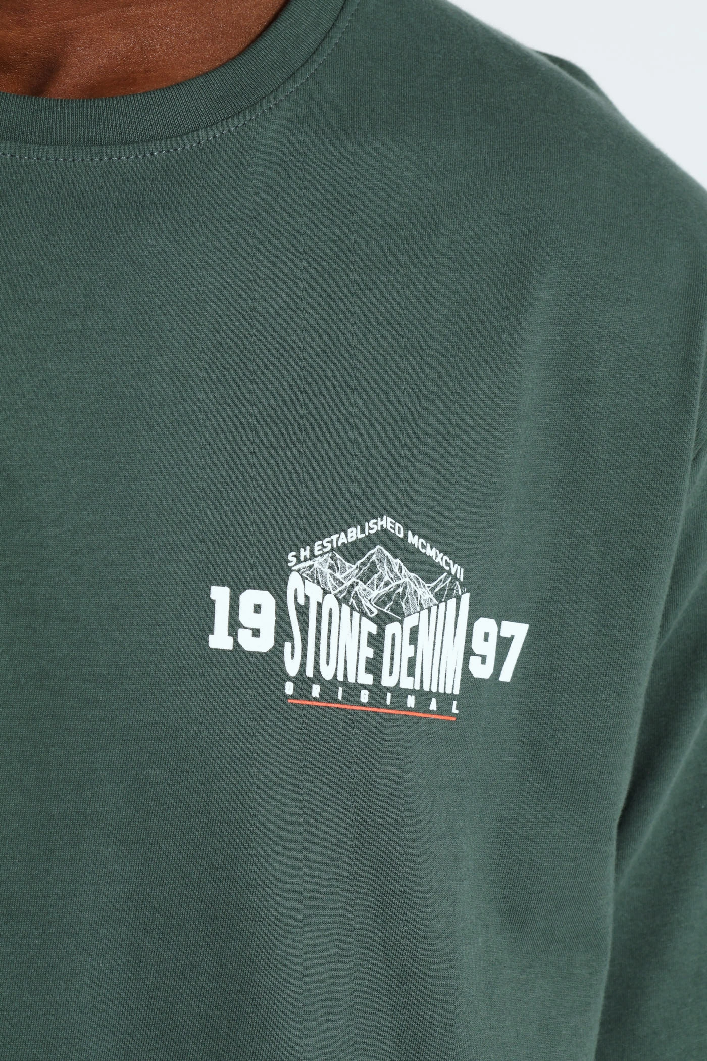 MicroPiqueKnit Mt Stone Front & Back Print Tee - Fatigue