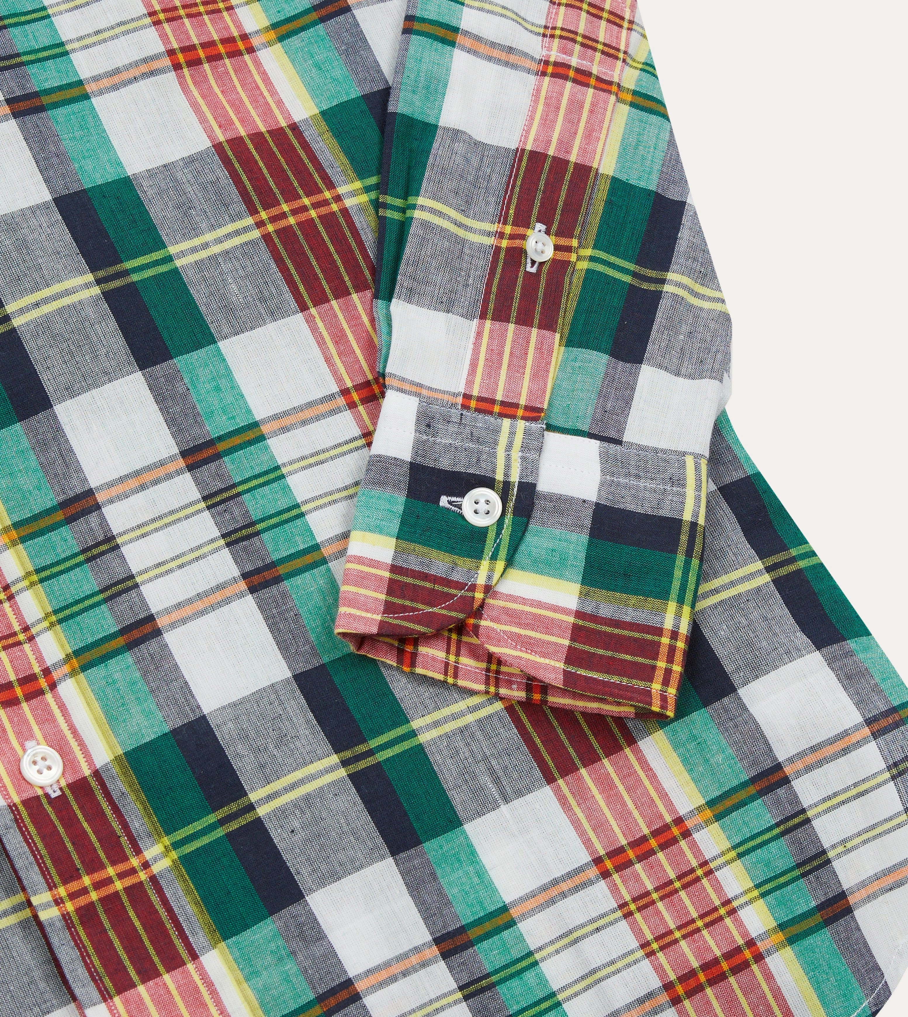 Functional Fashion Blue and Red Madras Check Cotton Button-Down Shirt