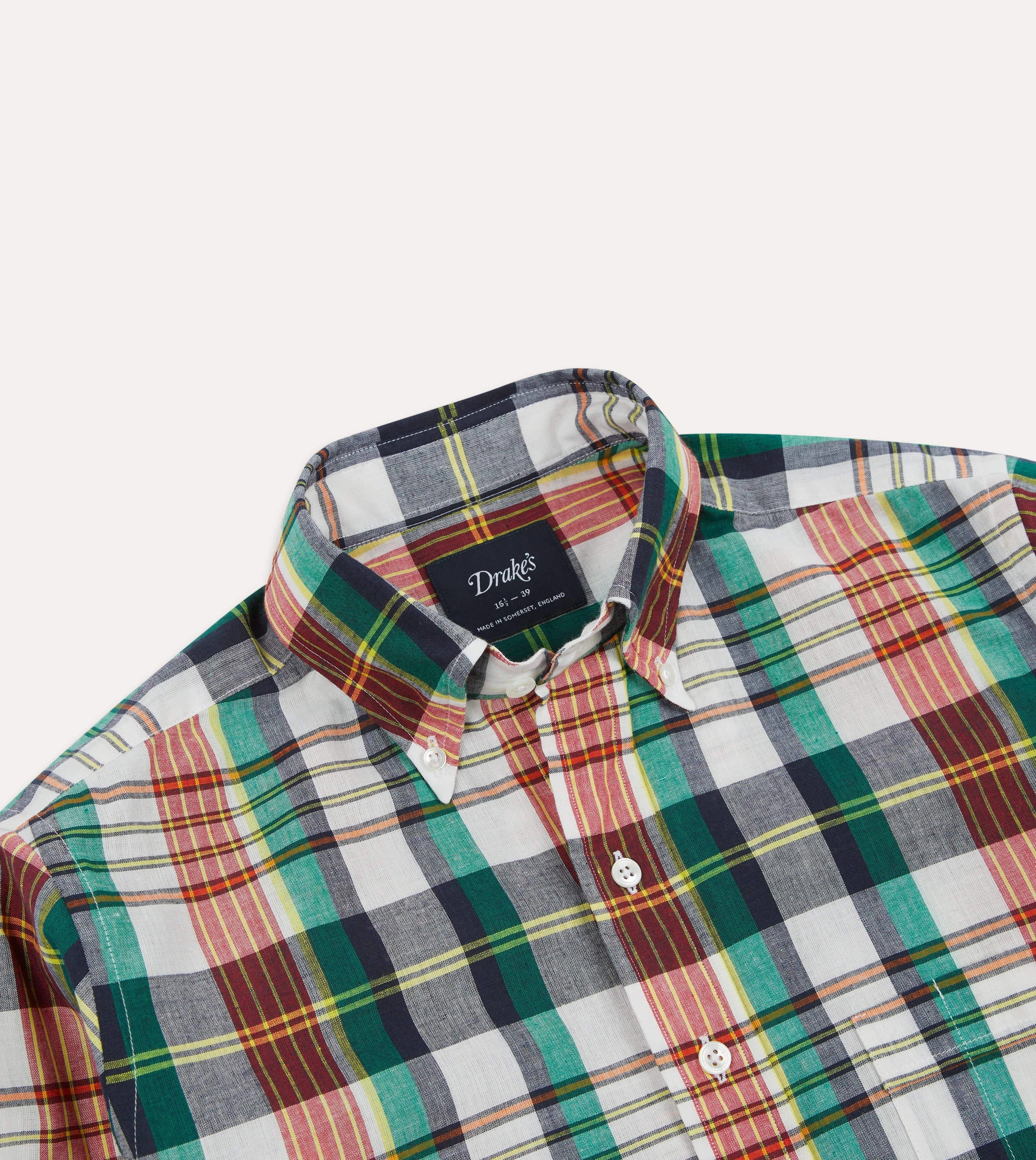 Unique Design Polished Finish Blue and Red Madras Check Cotton Button-Down Shirt