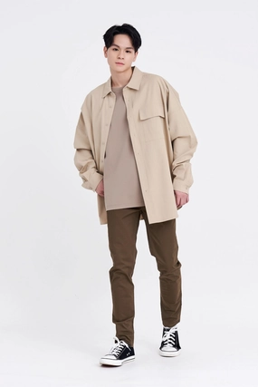 Oversized Long Sleeve Flap Pocket Shirt [AT] Oversized Fit