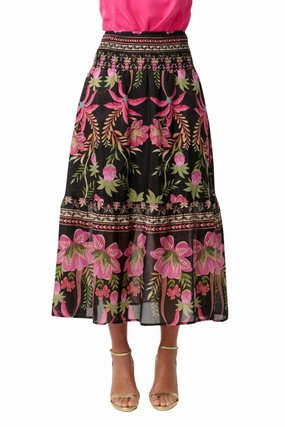 Embossed Detail Machine wash safe CORDELIA COTTON SILK SKIRT - OW61902