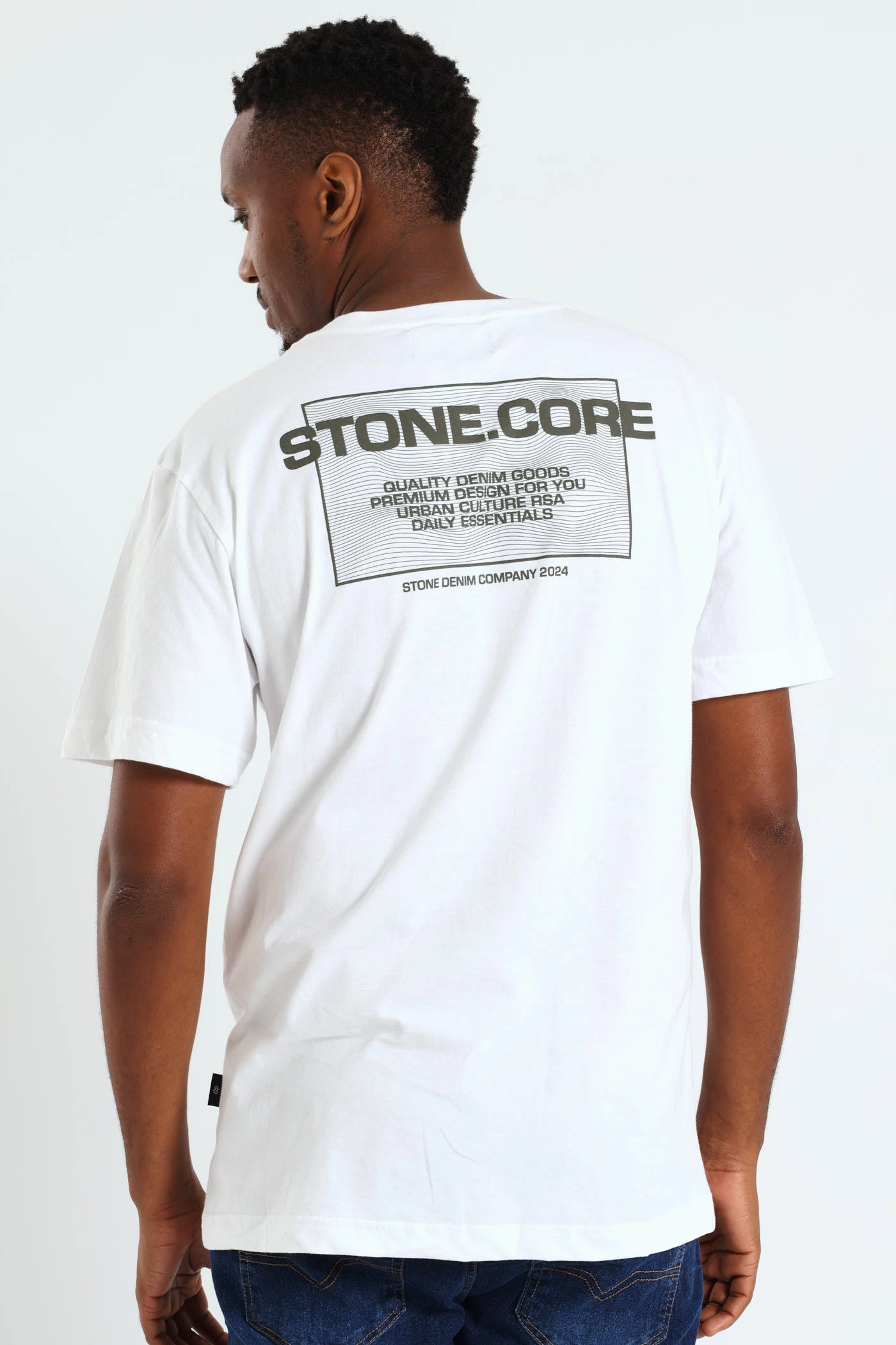 Core Front & Back Print Tee - White Side Vent Design Layered Look