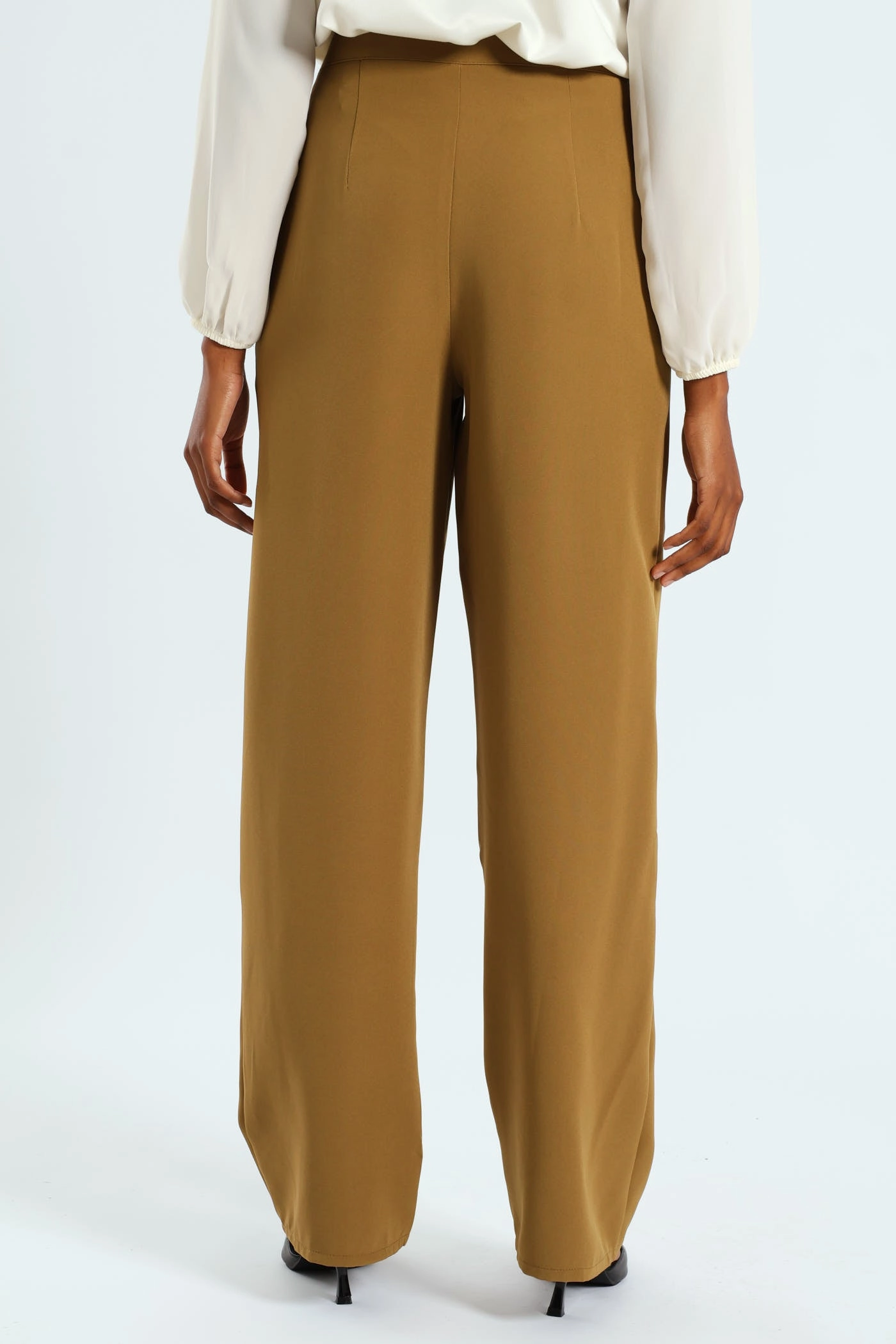 Sweat Wicking Liner Double Button Wide Leg Pant - Olive
