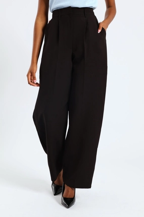 Modern Style Release Pleat Wide Leg Pant - Black