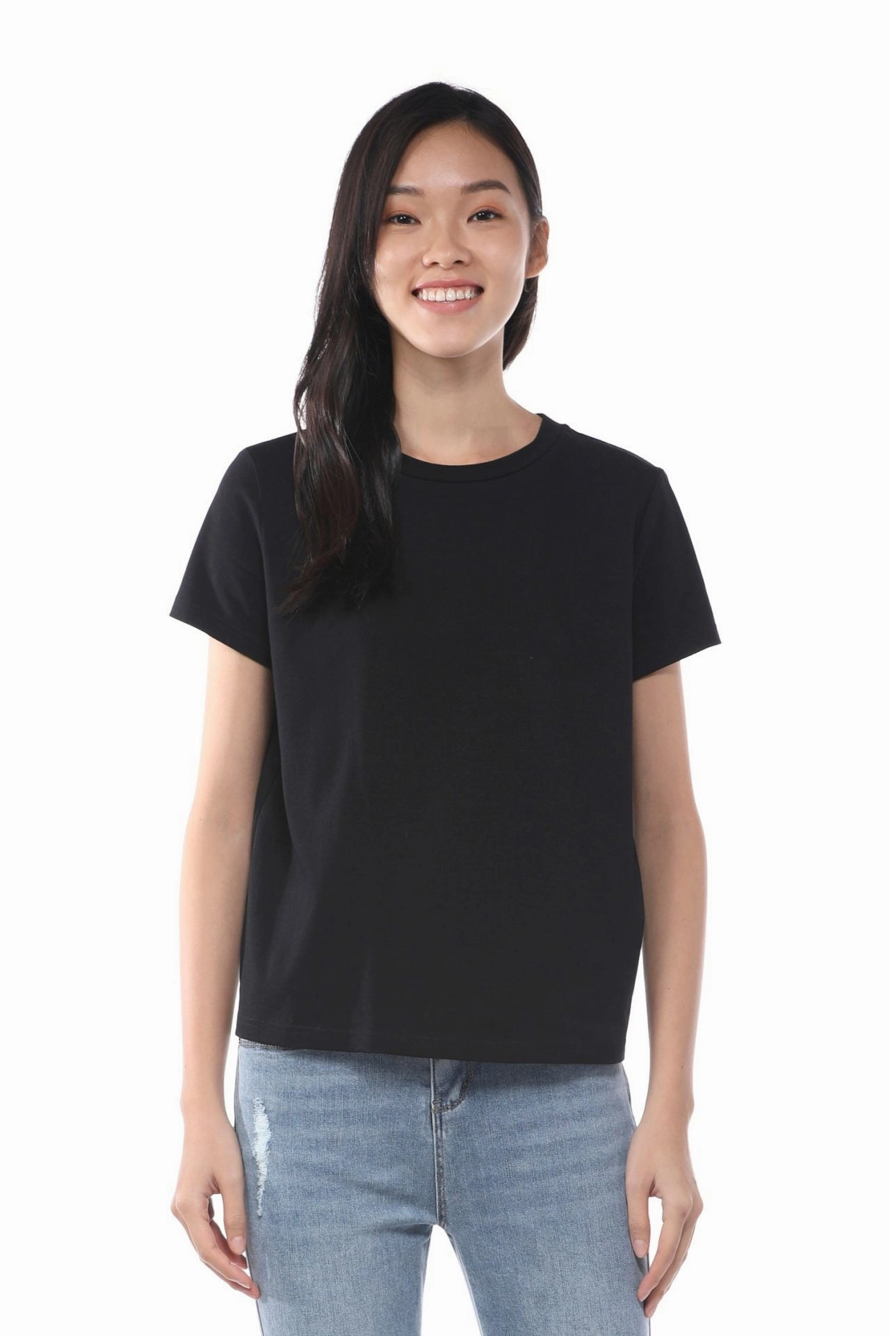 Cotton Crew Neck Tee Ruffled edges