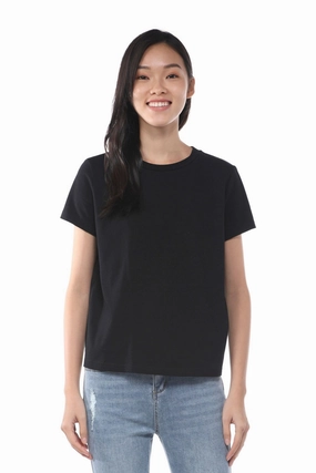 Cotton Crew Neck Tee Ruffled edges