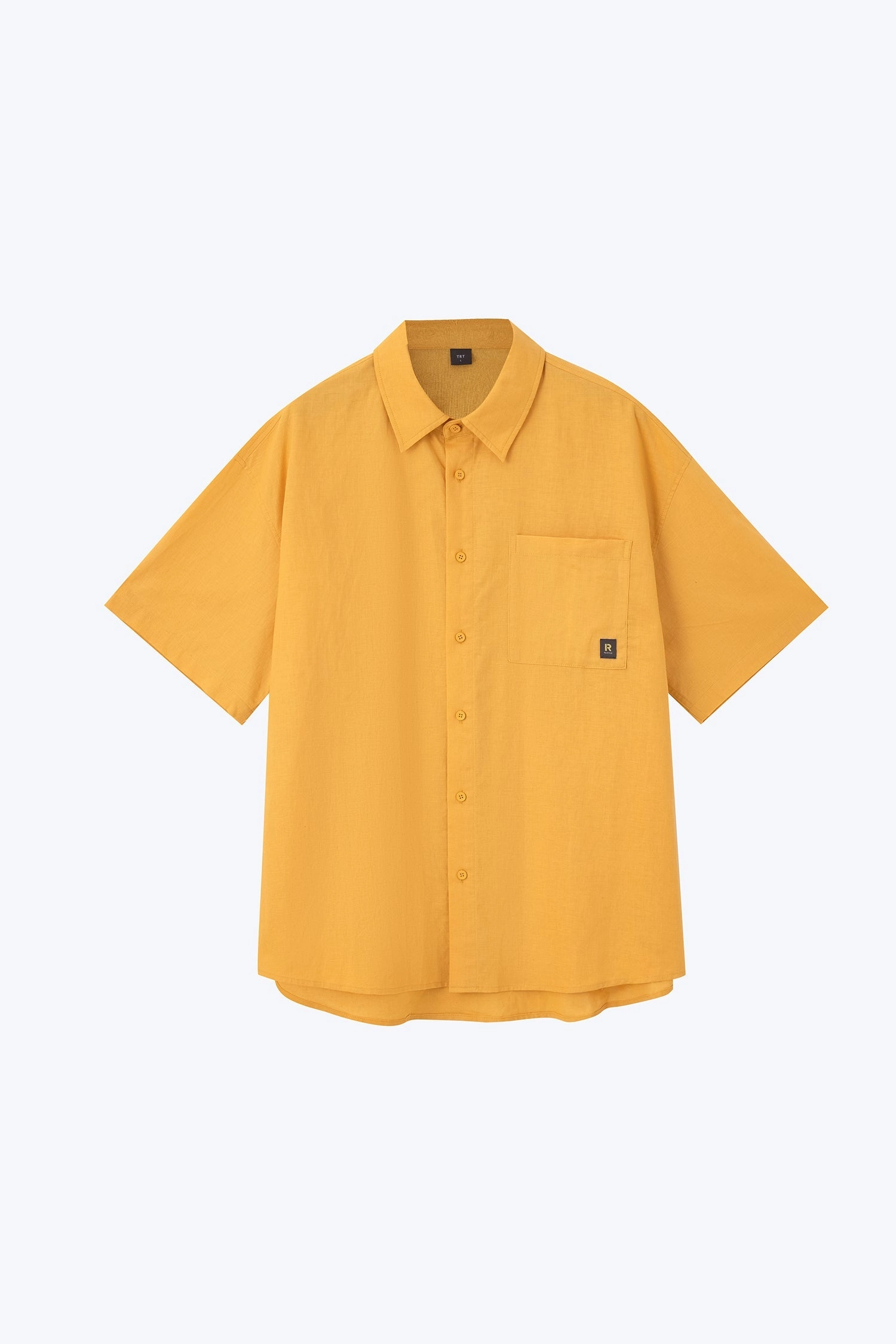 Relaxed Style Comfort Wearable Cotton Linen Button-Up Shirt - Saffron