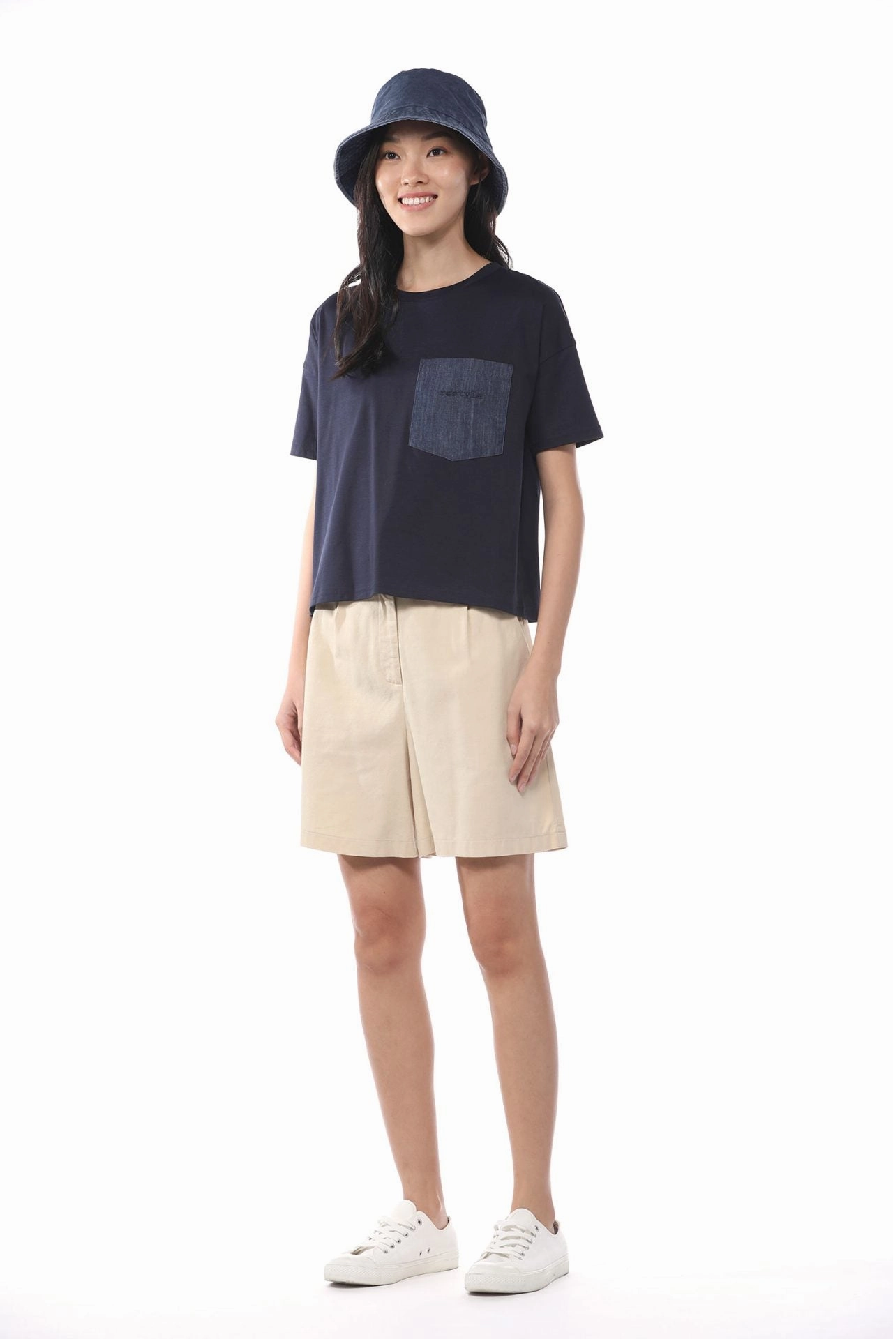 Cotton Patch Pocket Embroidery Tee Bold Design