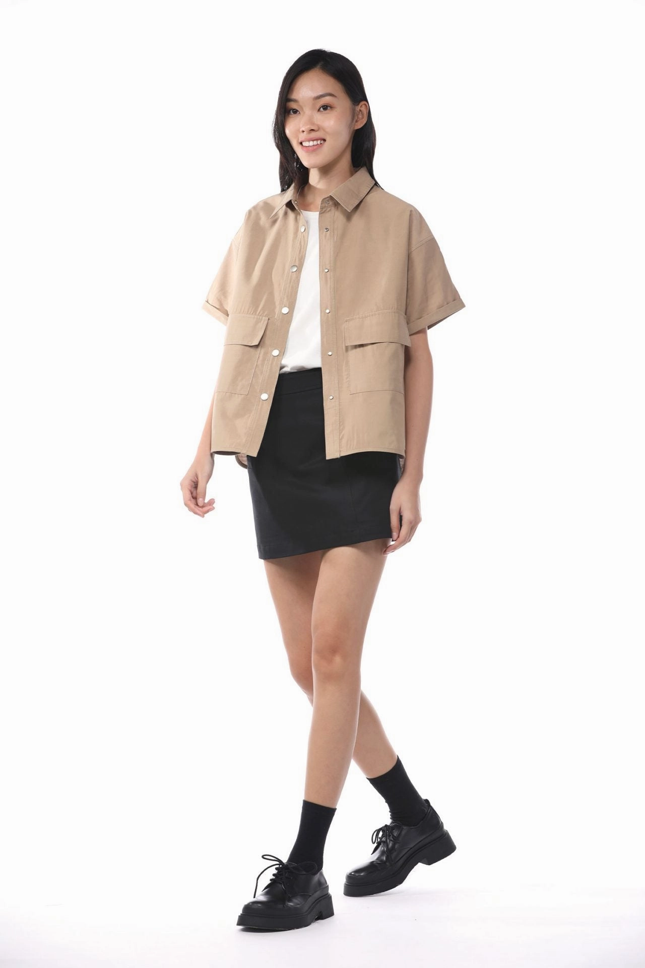 Eco Friendly Heat Dissipating Fabric Cotton Patch Pocket Skirt