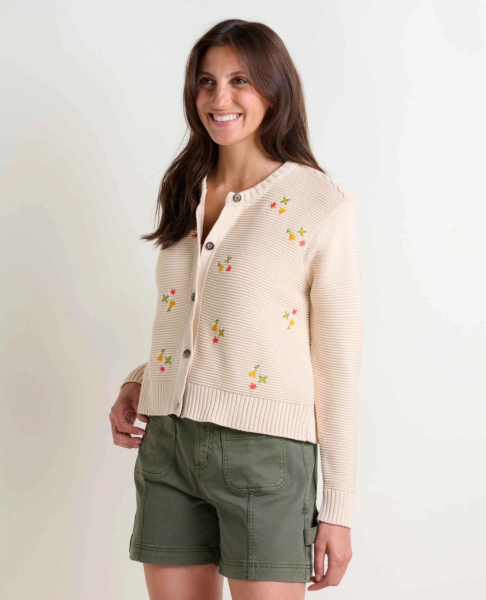 Breathable Design Bianca Crew Cardigan Embroidered