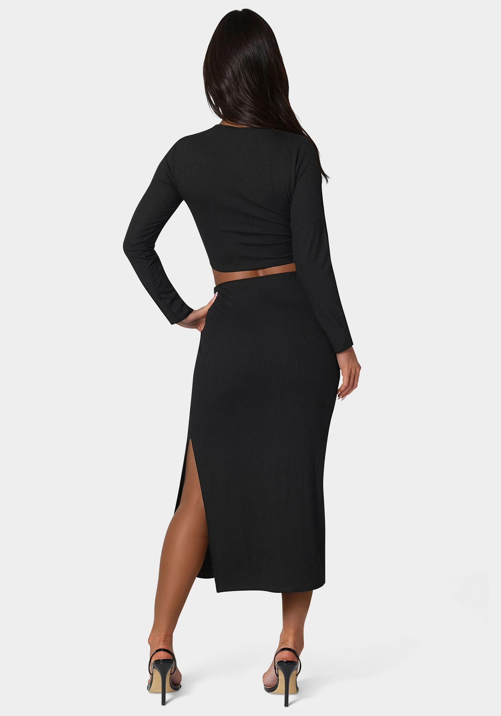 Elegant Fabric Fresh Energy Two Piece Rib Sweater Set