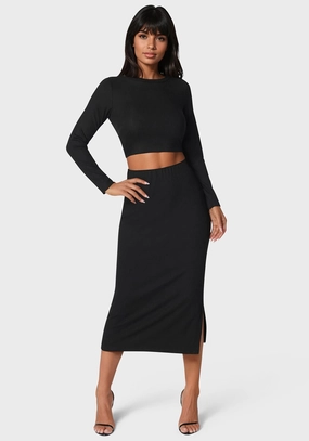 Two Piece Rib Sweater Set Tailored Piece Comfortable Shape