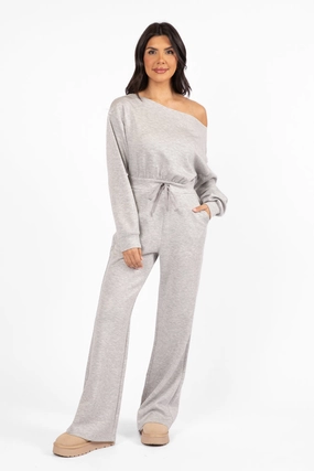 Wear It Out Heather Grey Boat Neck Jumpsuit FINAL SALE Premium Quality Cool Undertone