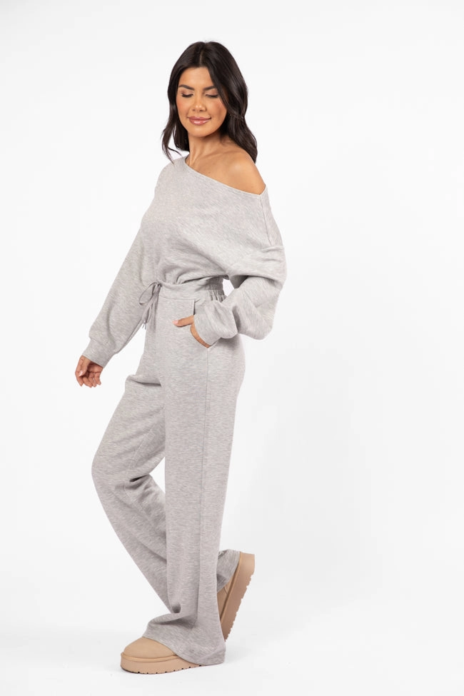 Wear It Out Heather Grey Boat Neck Jumpsuit FINAL SALE Sheer-Overlay Simple Touch