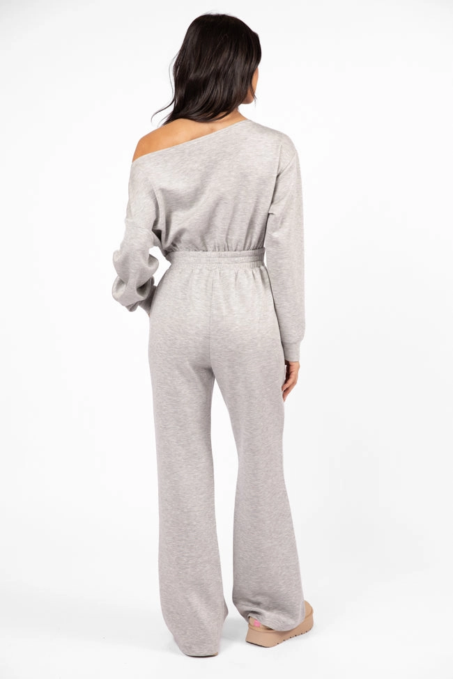 Holiday-Party Wear It Out Heather Grey Boat Neck Jumpsuit FINAL SALE