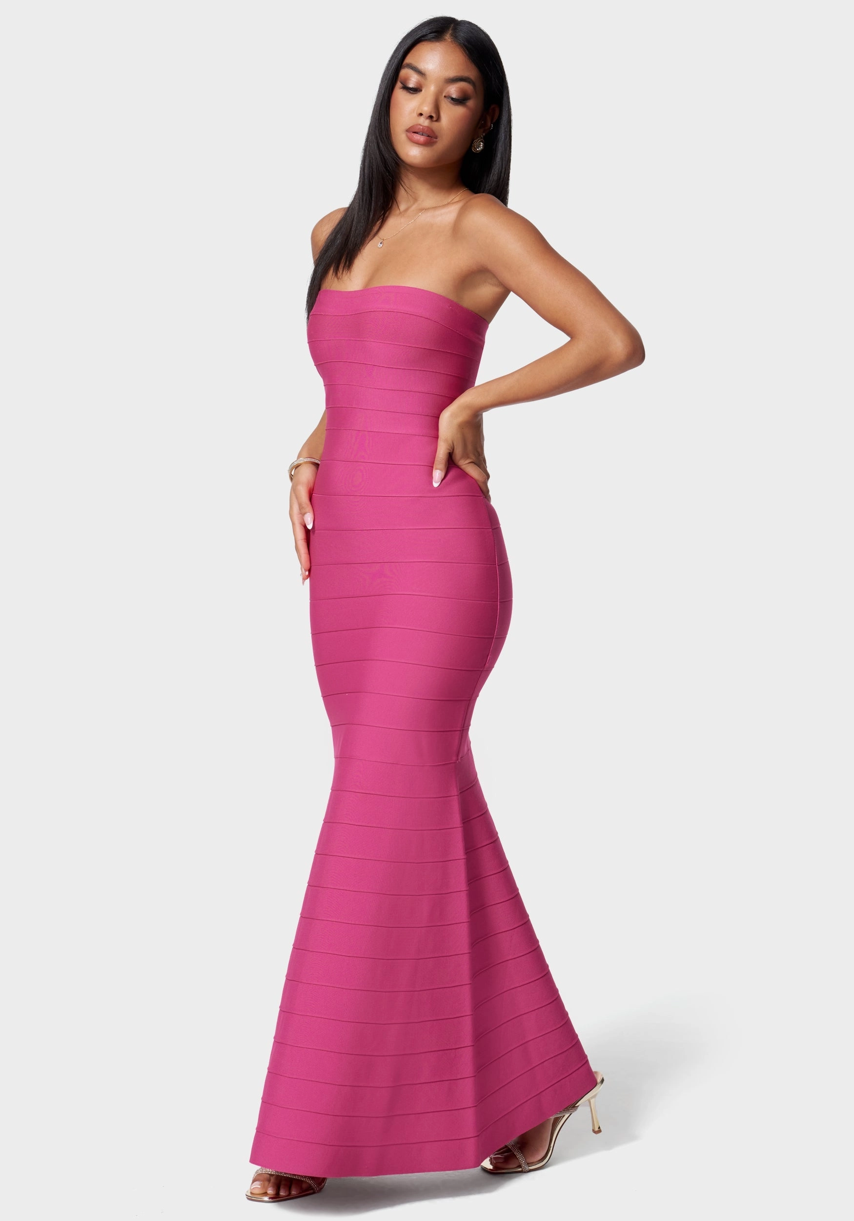 Back Detail Luxe Bandage Strapless Gown