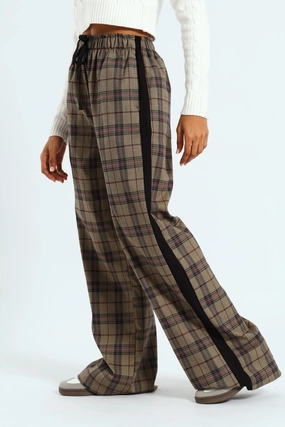 AbrasionResistantFabric Check Side Stripe Trouser - Neutral