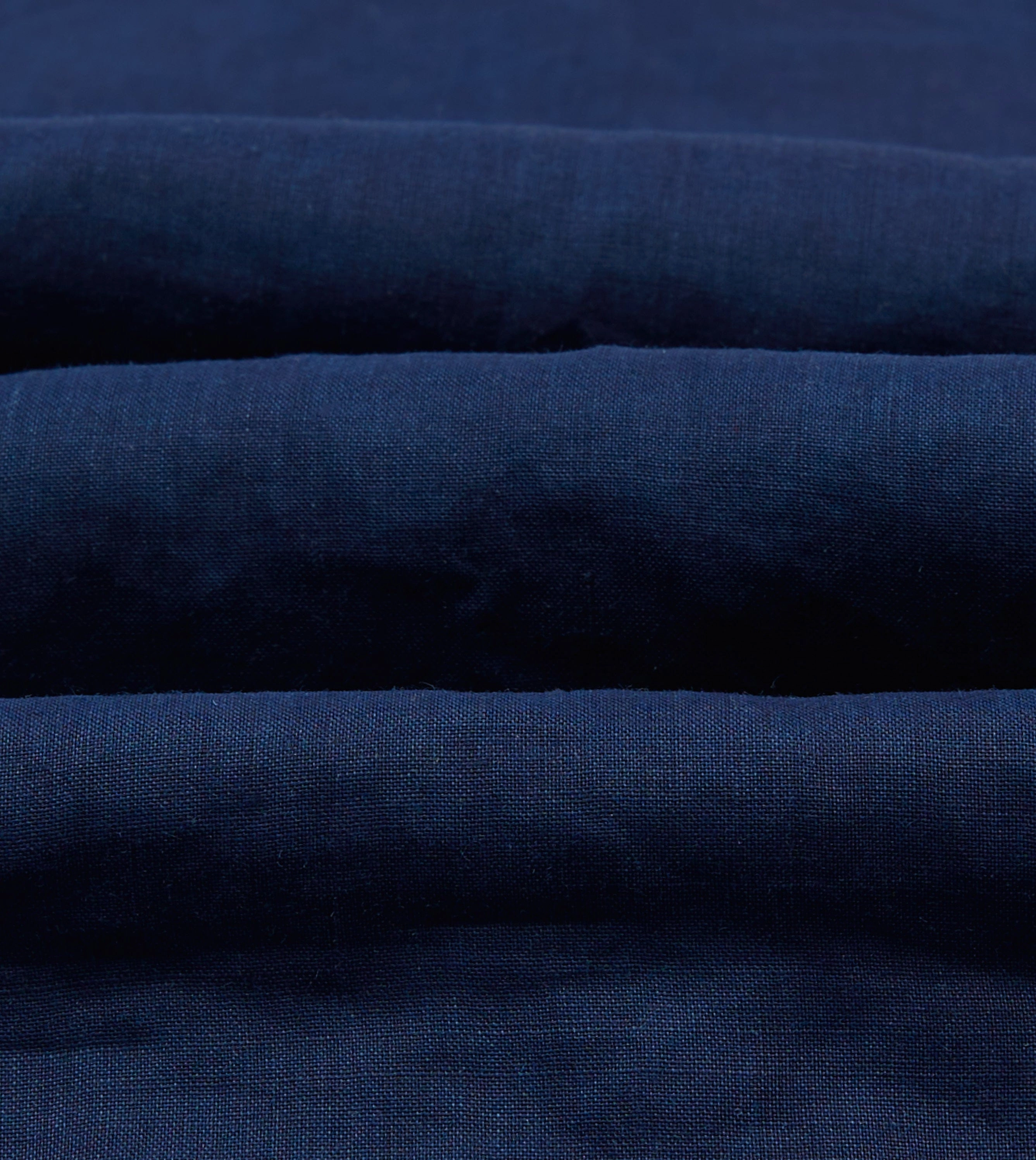 High Street Fashion Indigo Ramie Camp Collar Short Sleeve Shirt