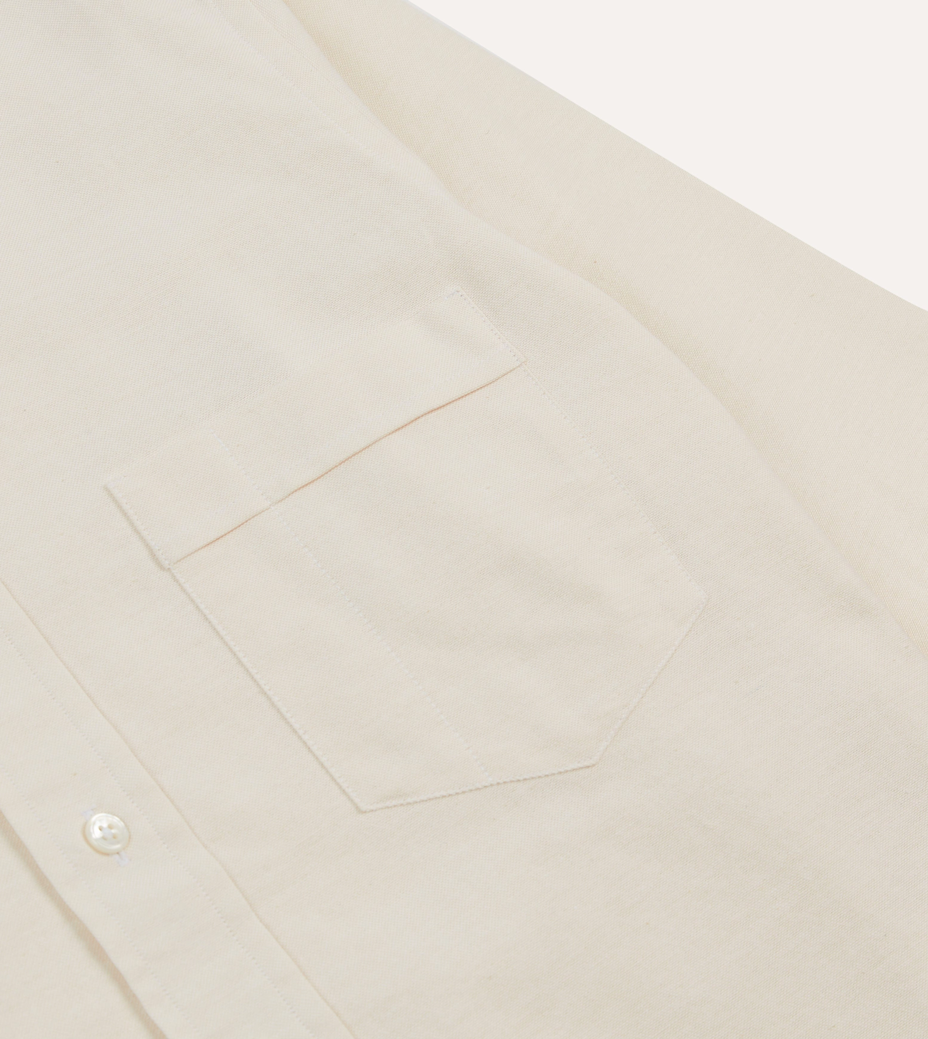 Stretchy Cloth Cream Cotton Oxford Cloth Long Point Collar Shirt