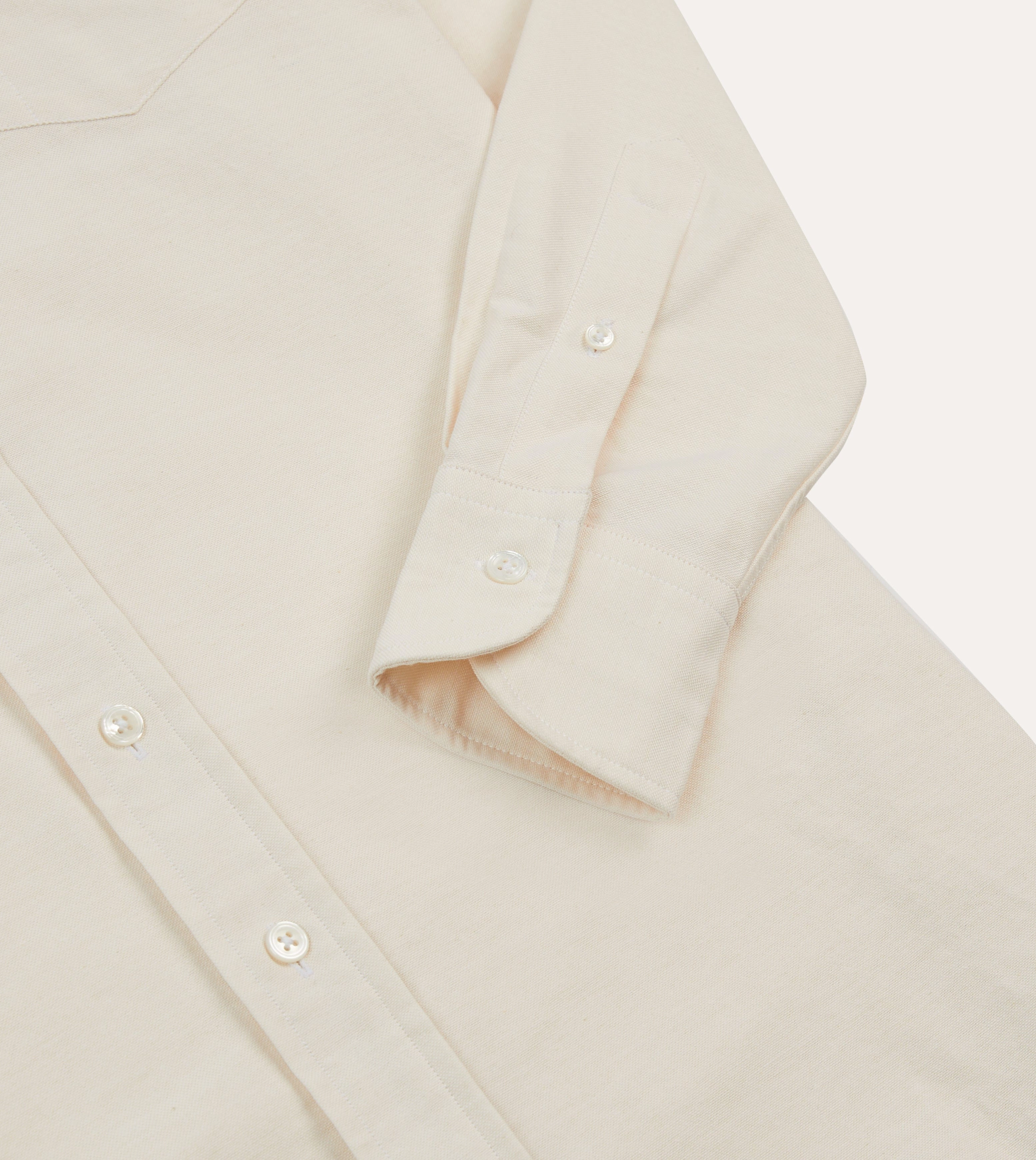 Durable Material Cream Cotton Oxford Cloth Long Point Collar Shirt