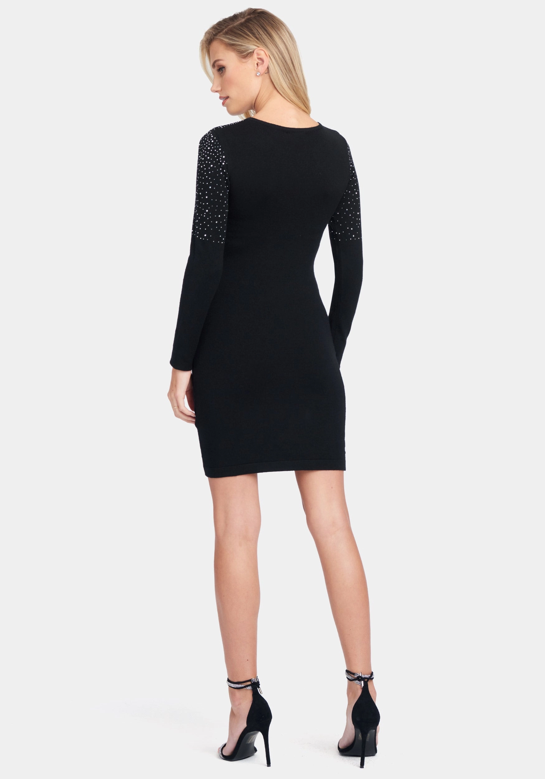 Autumn Mood Flap-Detail Crew Neck Sweater Dress