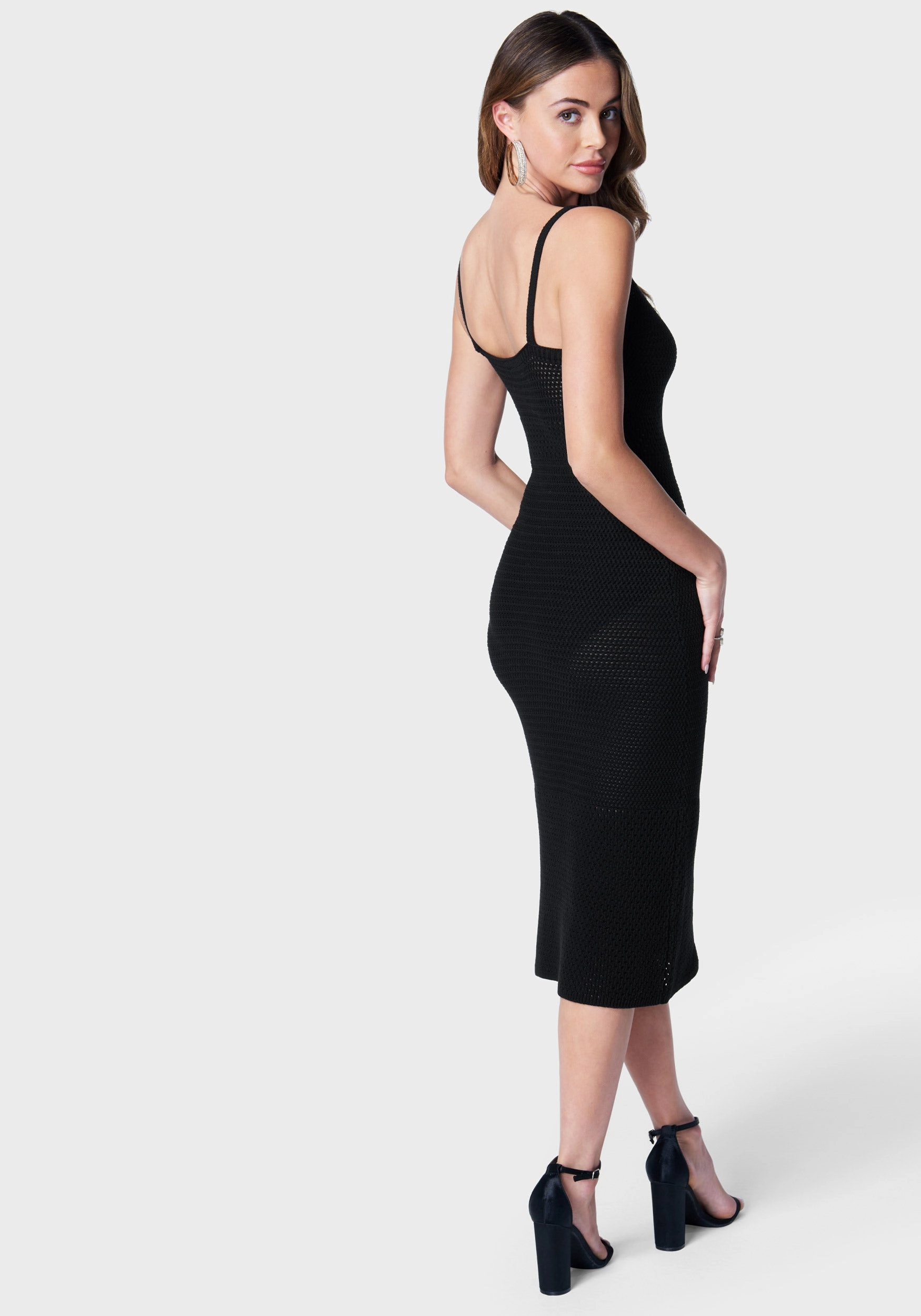 Airy Fabric Day Love Crochet Midi Slit Dress