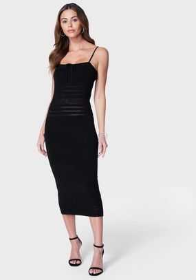 Bridal-Shower Flattering Shape Wear Crochet Tube Midi Dress