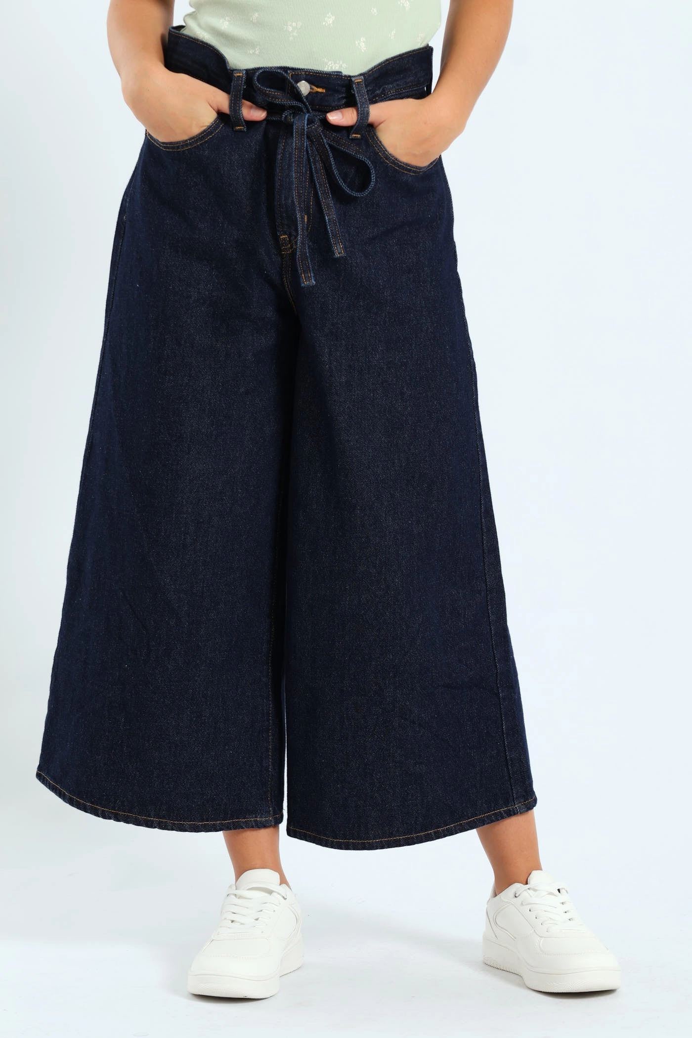 Culotte Pants - Dark Wash AbrasionResistant StainResistantFinish