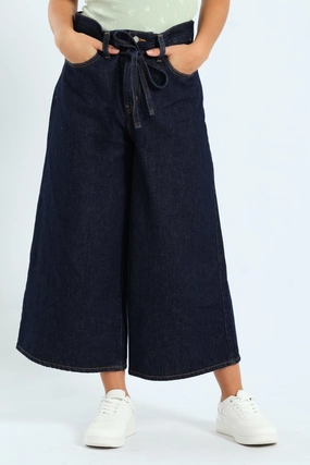 Culotte Pants - Dark Wash AbrasionResistant StainResistantFinish