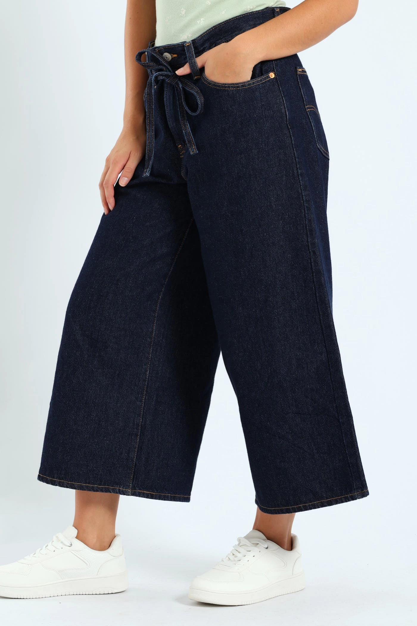 Core Stretch Classic Comfort Culotte Pants - Dark Wash