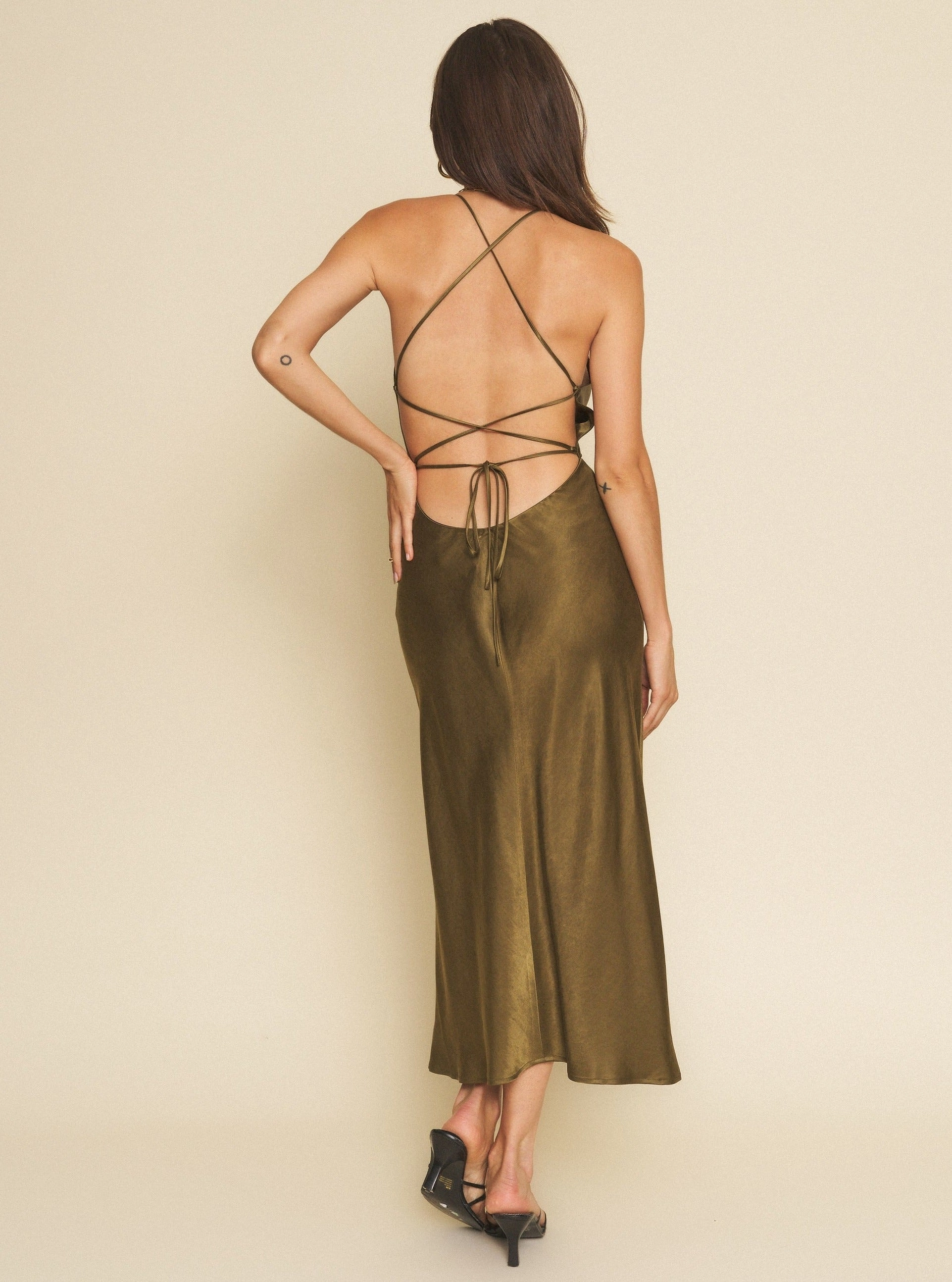 Relax Draping Camille Dress - Hunter