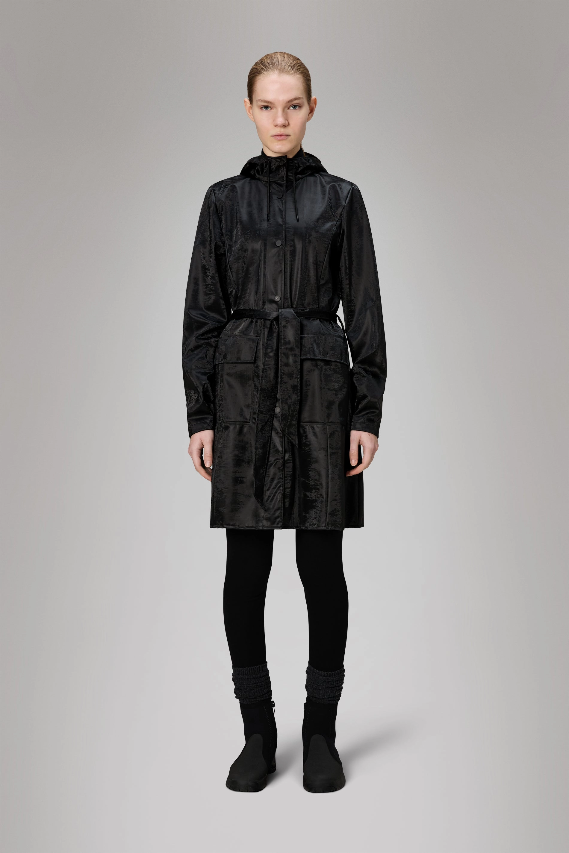 Functional Pockets Style High Collar Options Curve Long Jacket