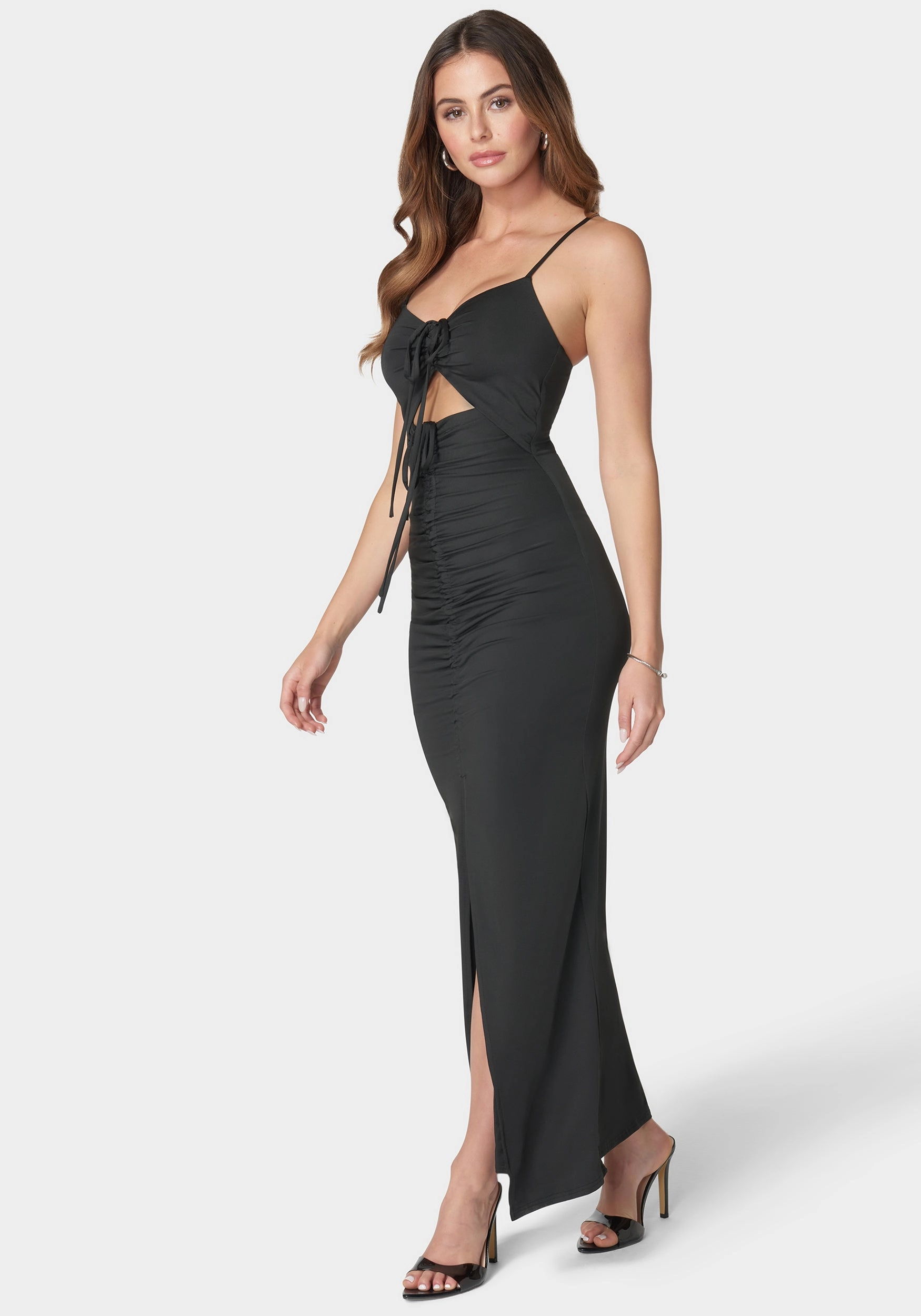 Cutout Textured Slinky Knit Dress Breezy Comfort Work Friendly