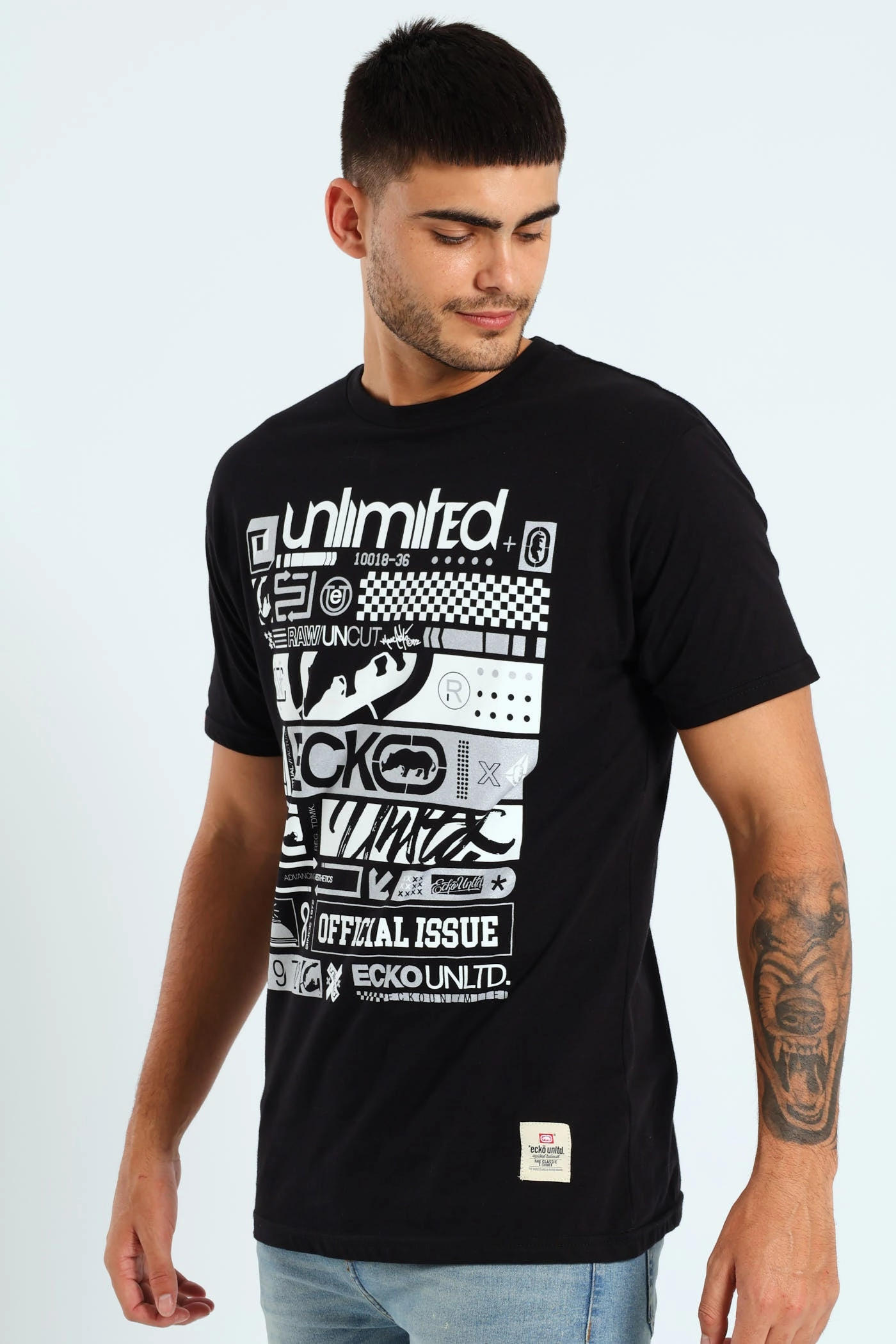 Unlimited Stacked Tee - Black Classic Cut Light Design