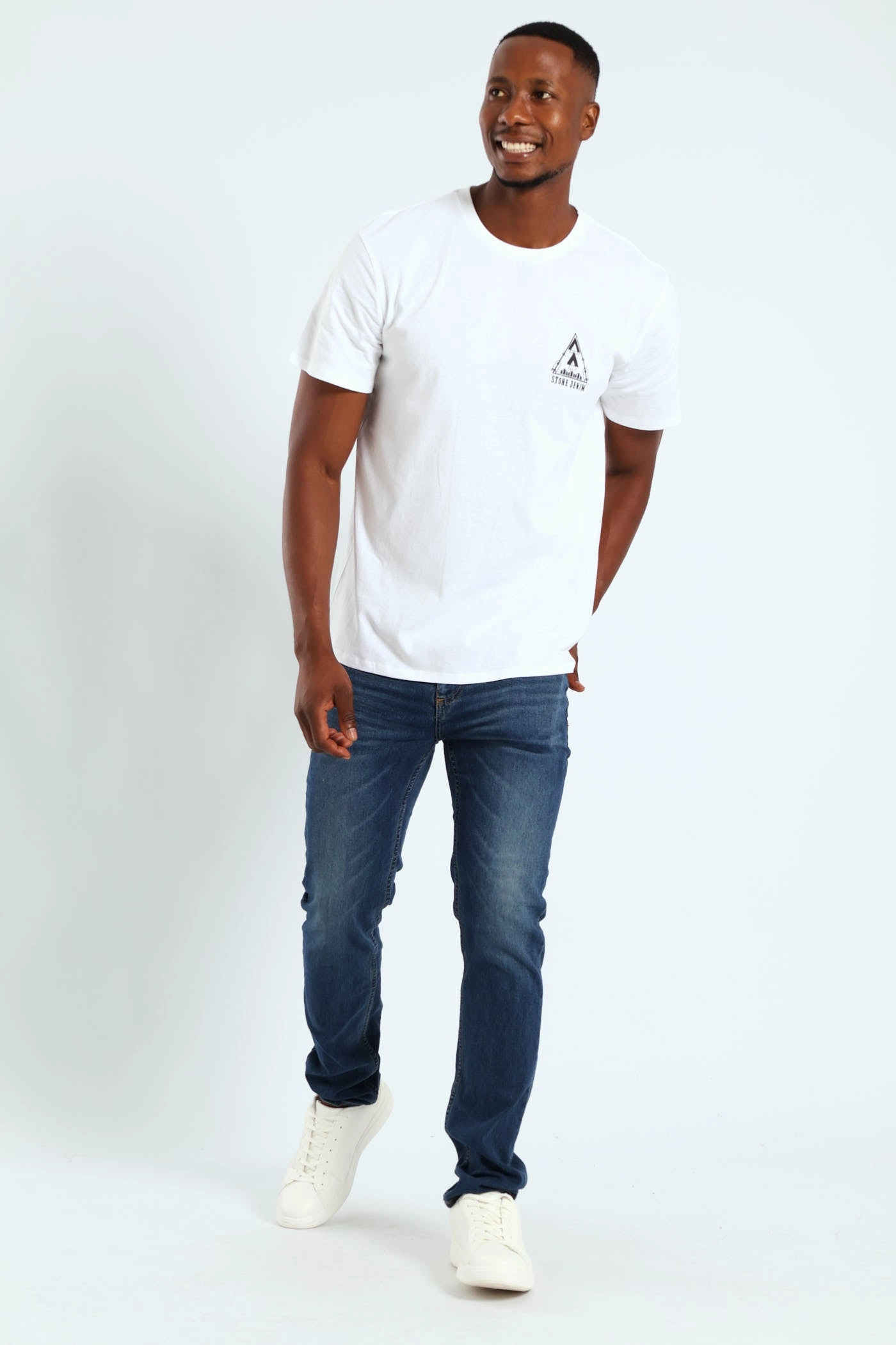 Simple Comfort Look Mount Sunrise Photo Front & Back Print Tee - White