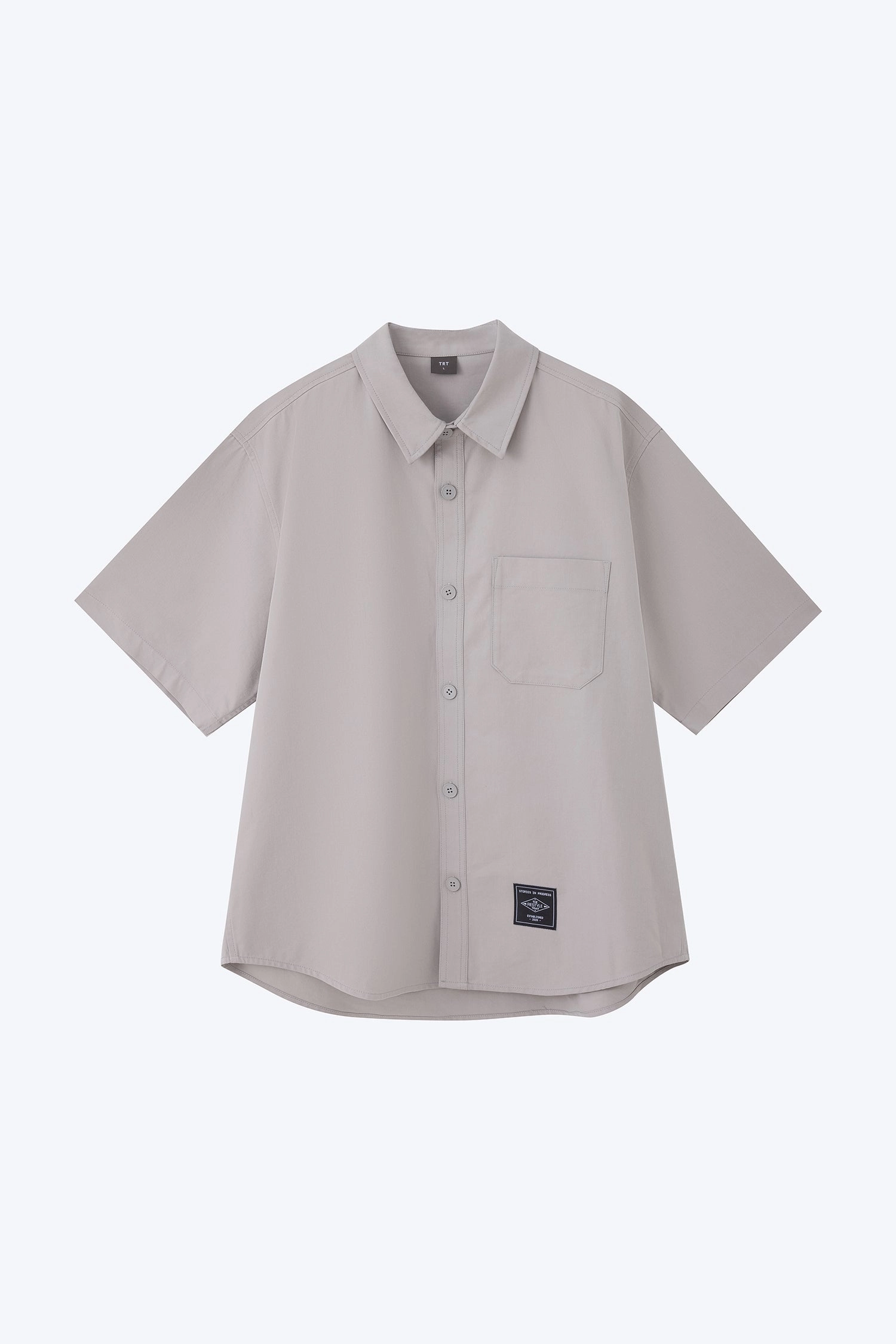 Oversized Shirt With Label At Hem - Silver Relax Comfort Style