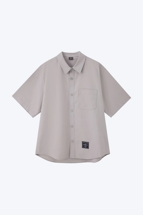Oversized Shirt With Label At Hem - Silver Relax Comfort Style